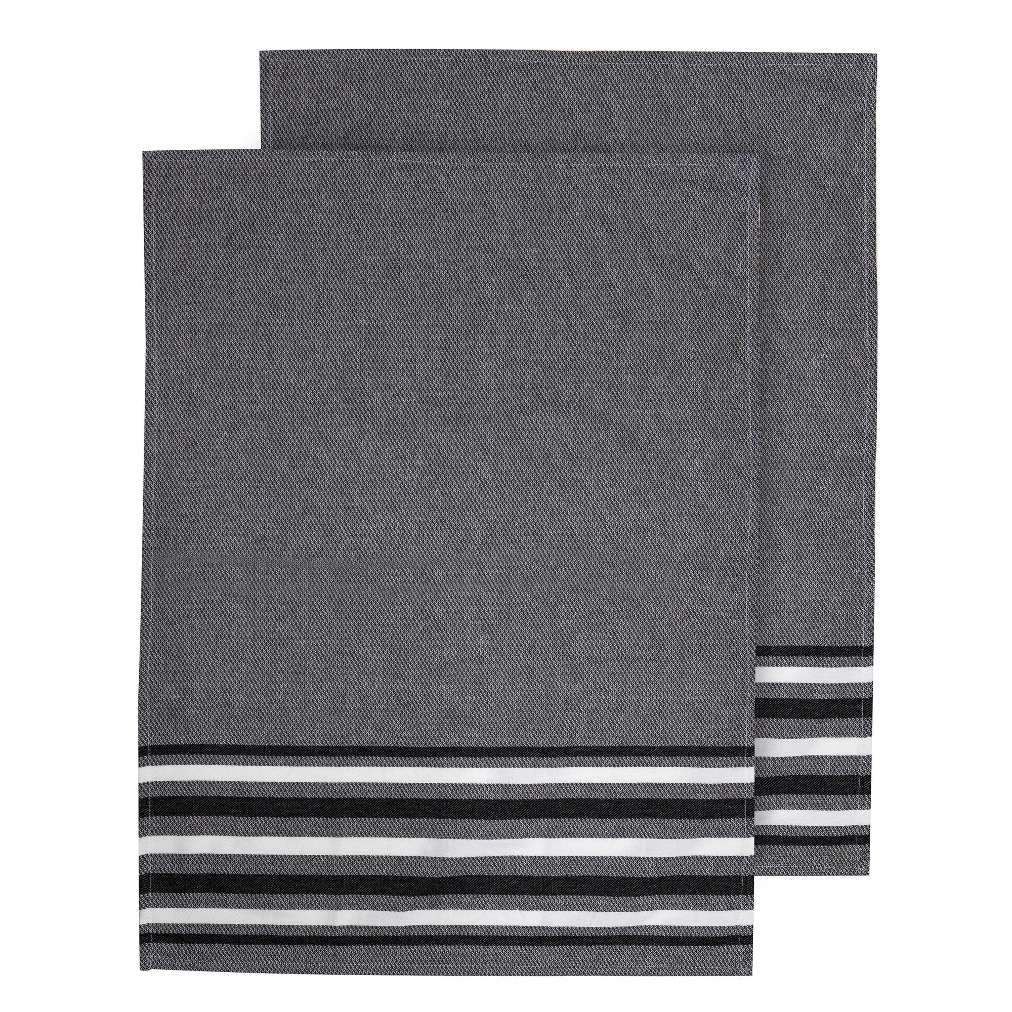 Ladelle Lennox Stripe Black 2pk Kitchen Towel