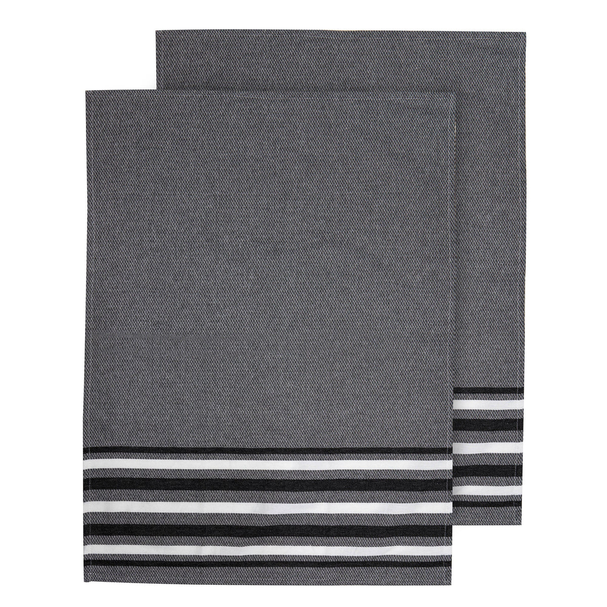 Ladelle Lennox Stripe Black 2pk Kitchen Towel