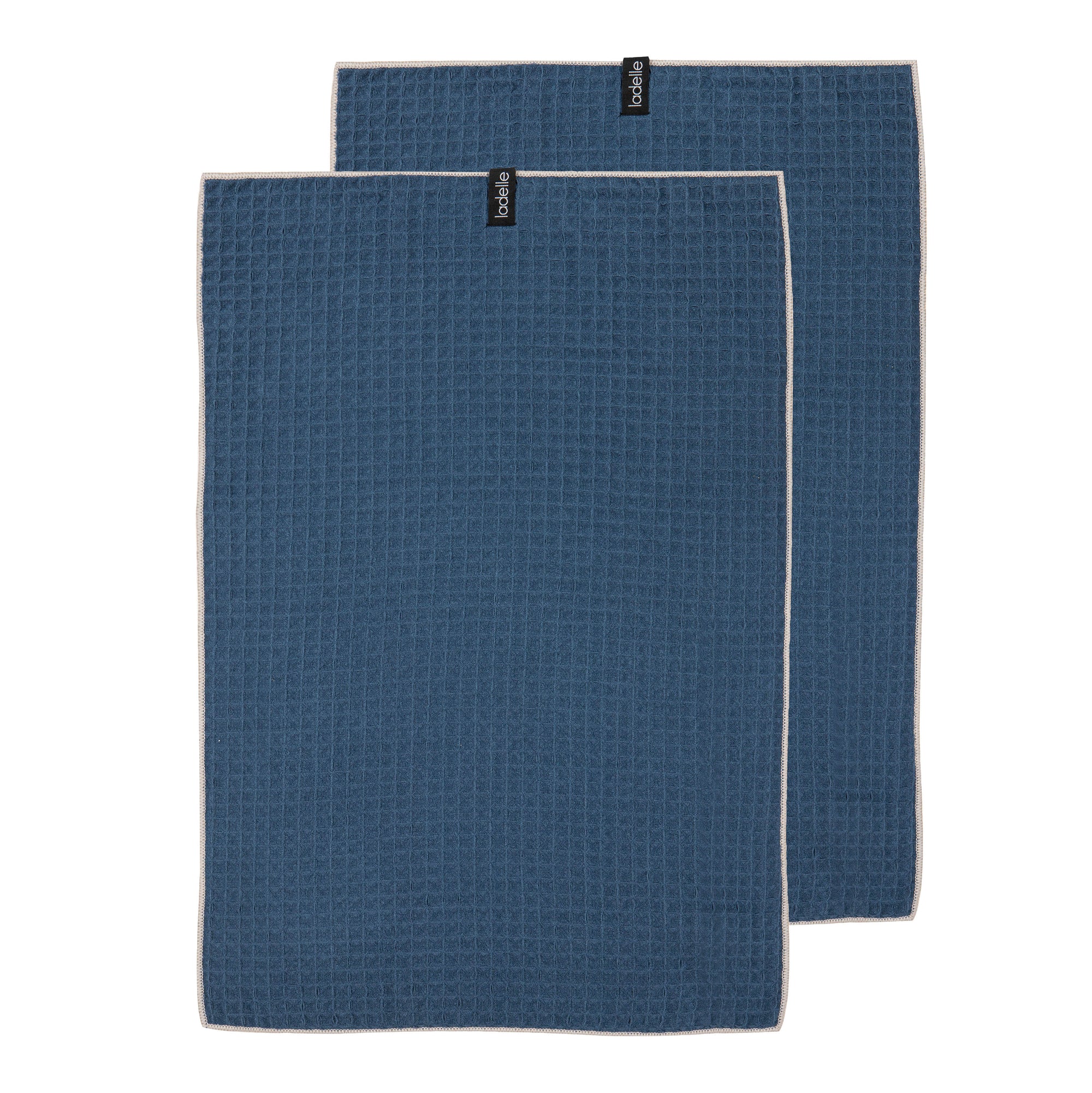 Ladelle Mega Waffle Microfibre Navy 2pk Kitchen Towel