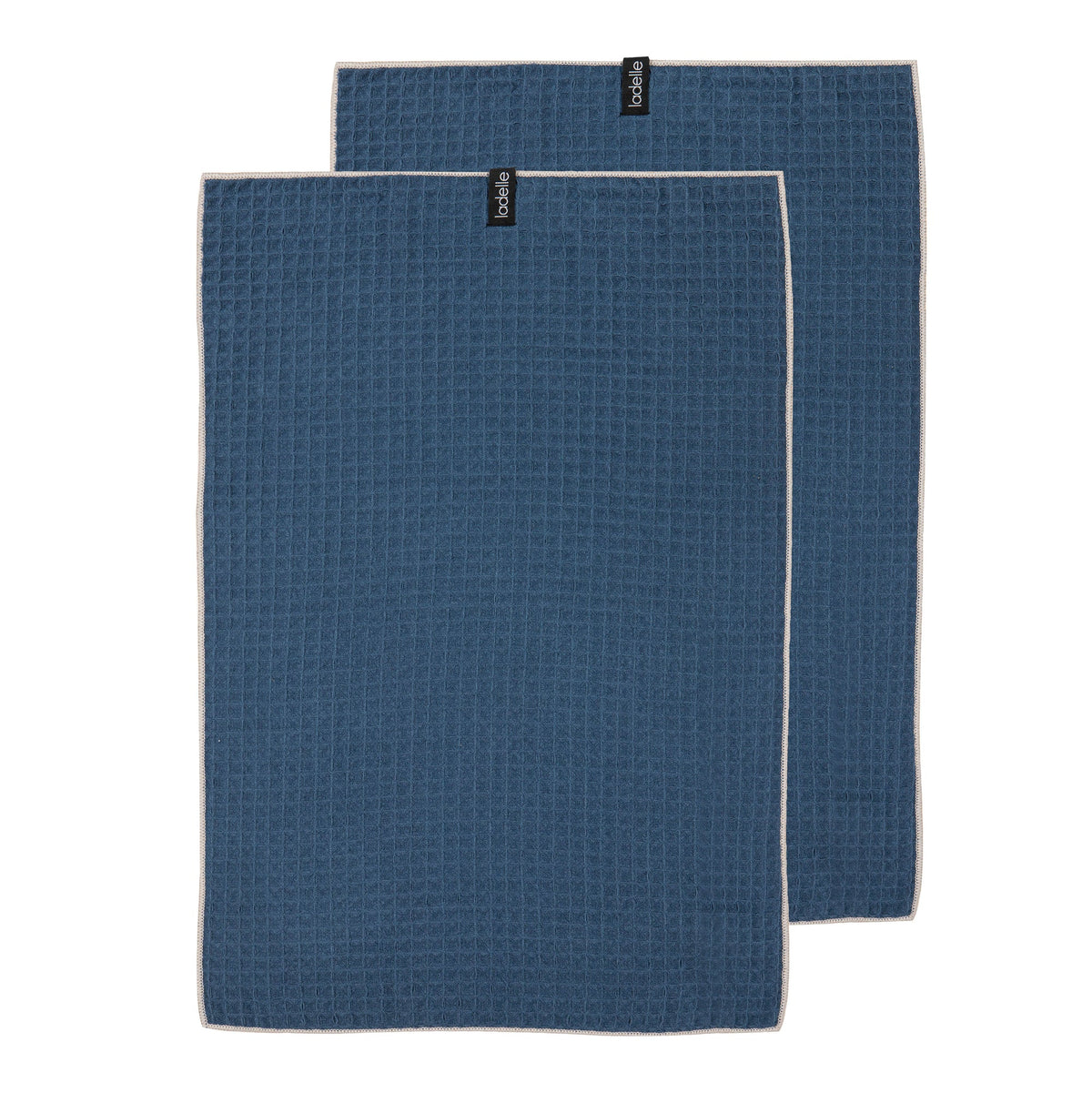 Ladelle Mega Waffle Microfibre Navy 2pk Kitchen Towel