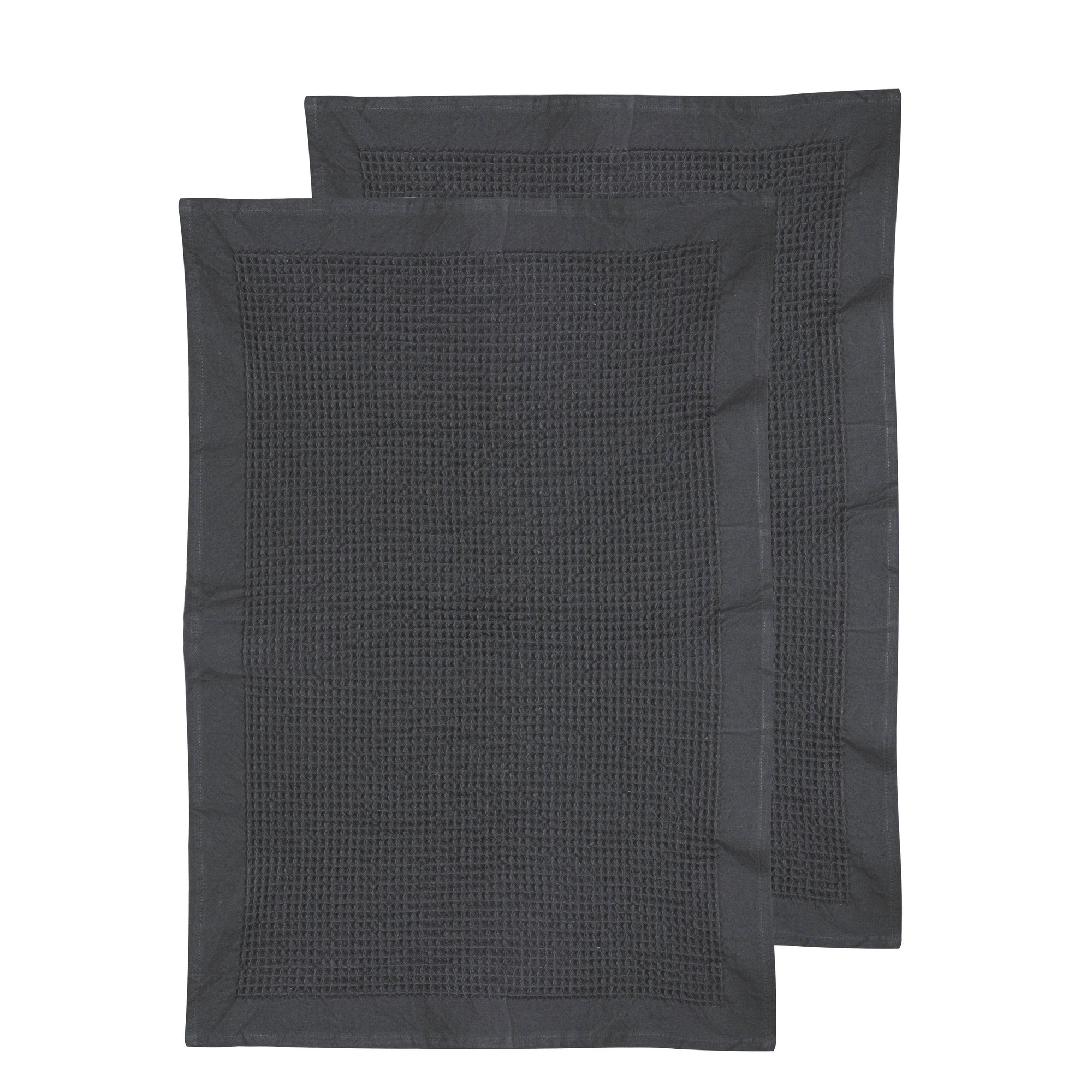 Ladelle Ollie Waffle Charcoal 2pk Kitchen Towel