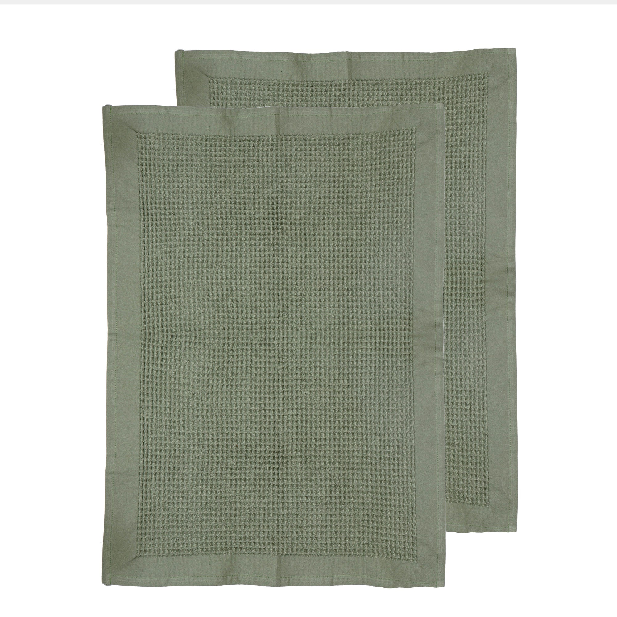 Ladelle Ollie Waffle Green 2pk Kitchen Towel