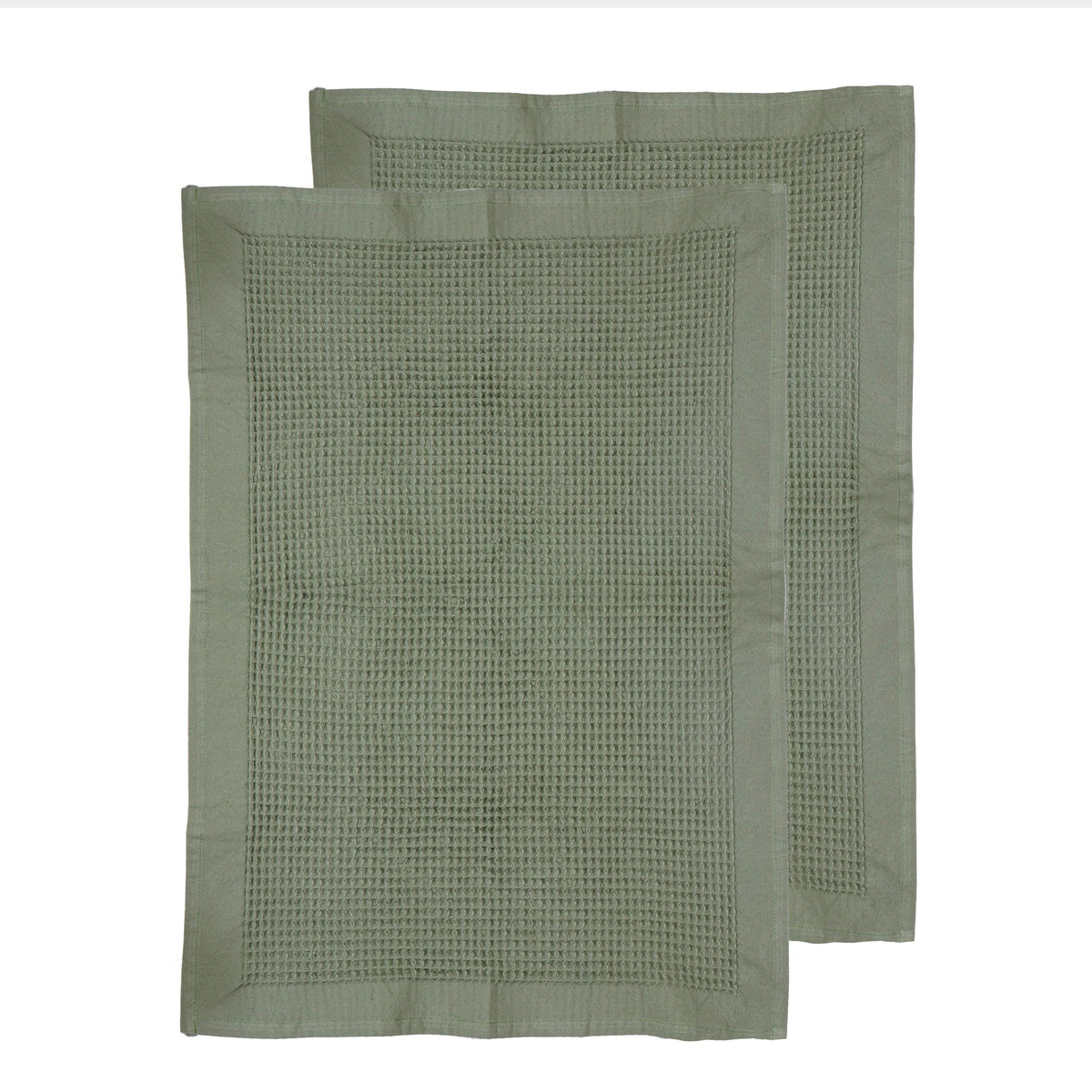 Ladelle Ollie Waffle Green 2pk Kitchen Towel