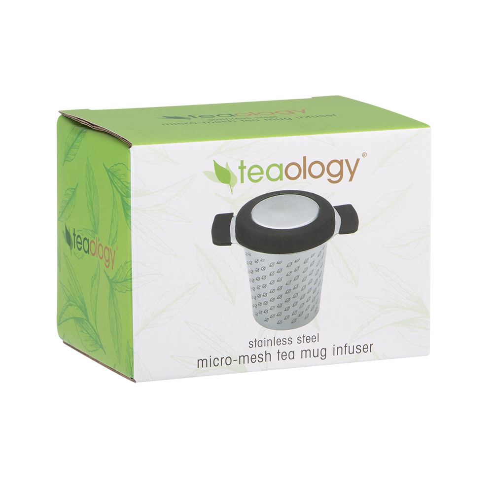 Teaology Stainless Steel Micromesh Tea Mug Infuser with Lid – Black
