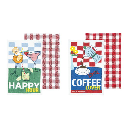 Ladelle Brightside Mixed Pack 12 Drinks 2pk Kitchen Towel