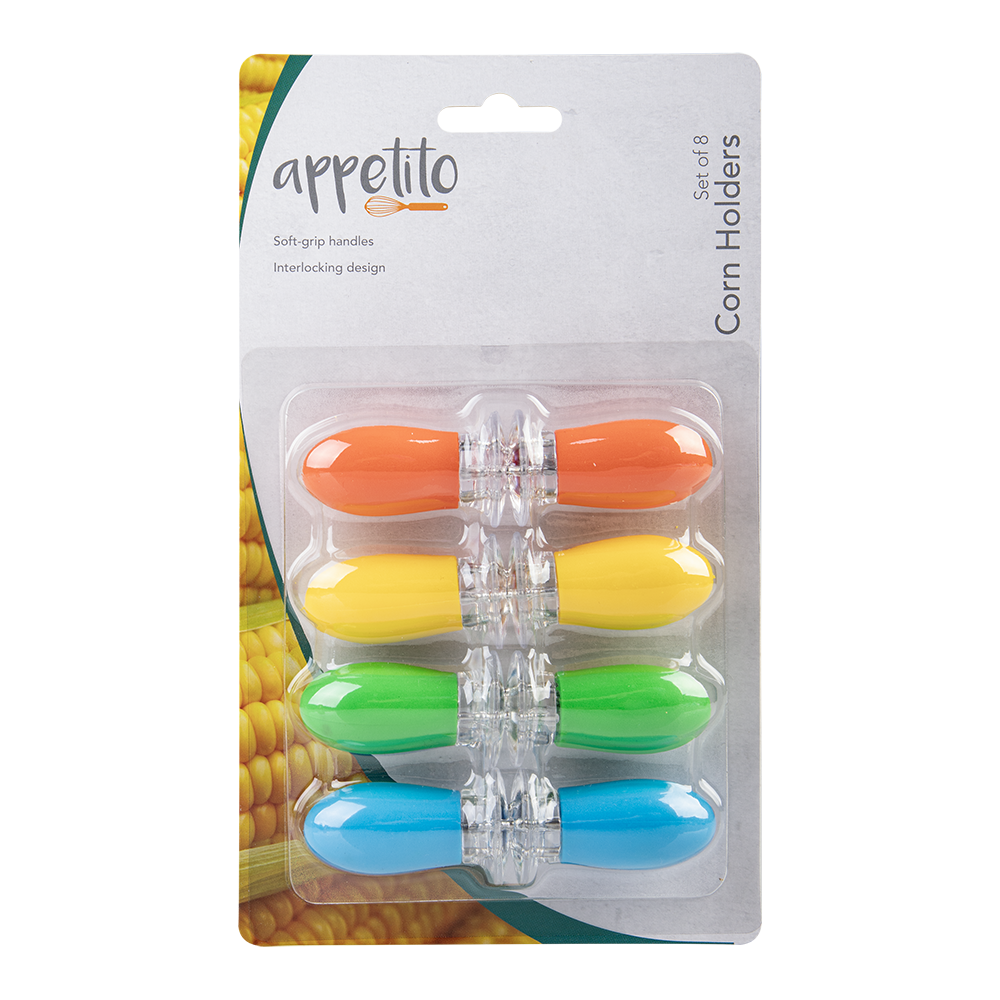 Appetito Soft Grip Corn Holders Set 8 - Assorted