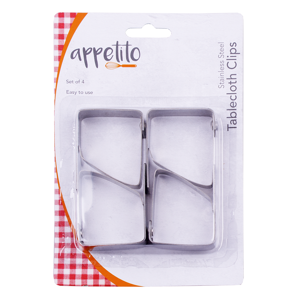 Appetito Stainless Steel Tablecloth Clips Set 4
