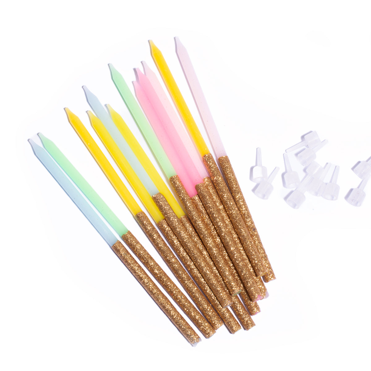 Cake & Candle Glitter Dipped Cake Candles Rainbow 12 Pack