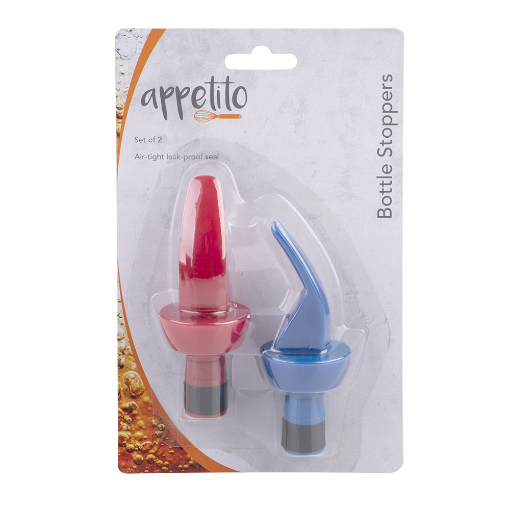 Appetito Bottle Stoppers Set 2 - Red/Blue