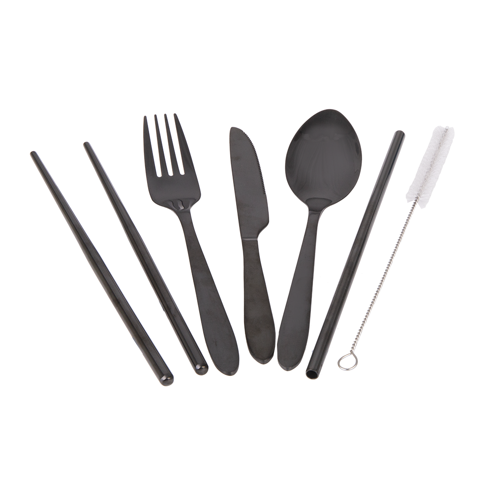 Appetito 6 Piece Stainless Steel Traveller’s Cutlery Set - Black