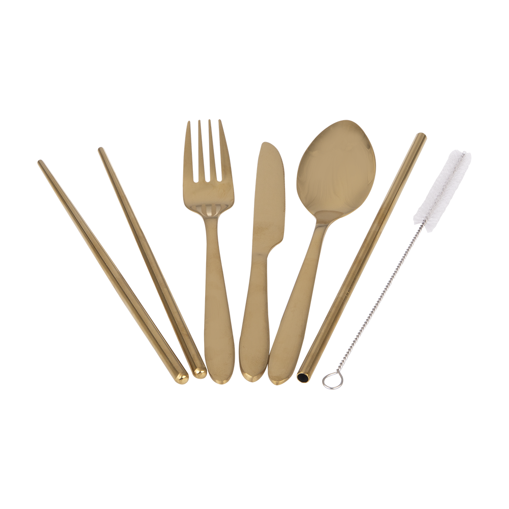 Appetito 6 Piece Stainless Steel Traveller’s Cutlery Set - Gold