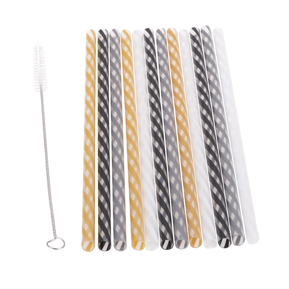 Appetito Reusable Glitz & Glam Party Straws 25cm Pack 24 with Brush - Assorted
