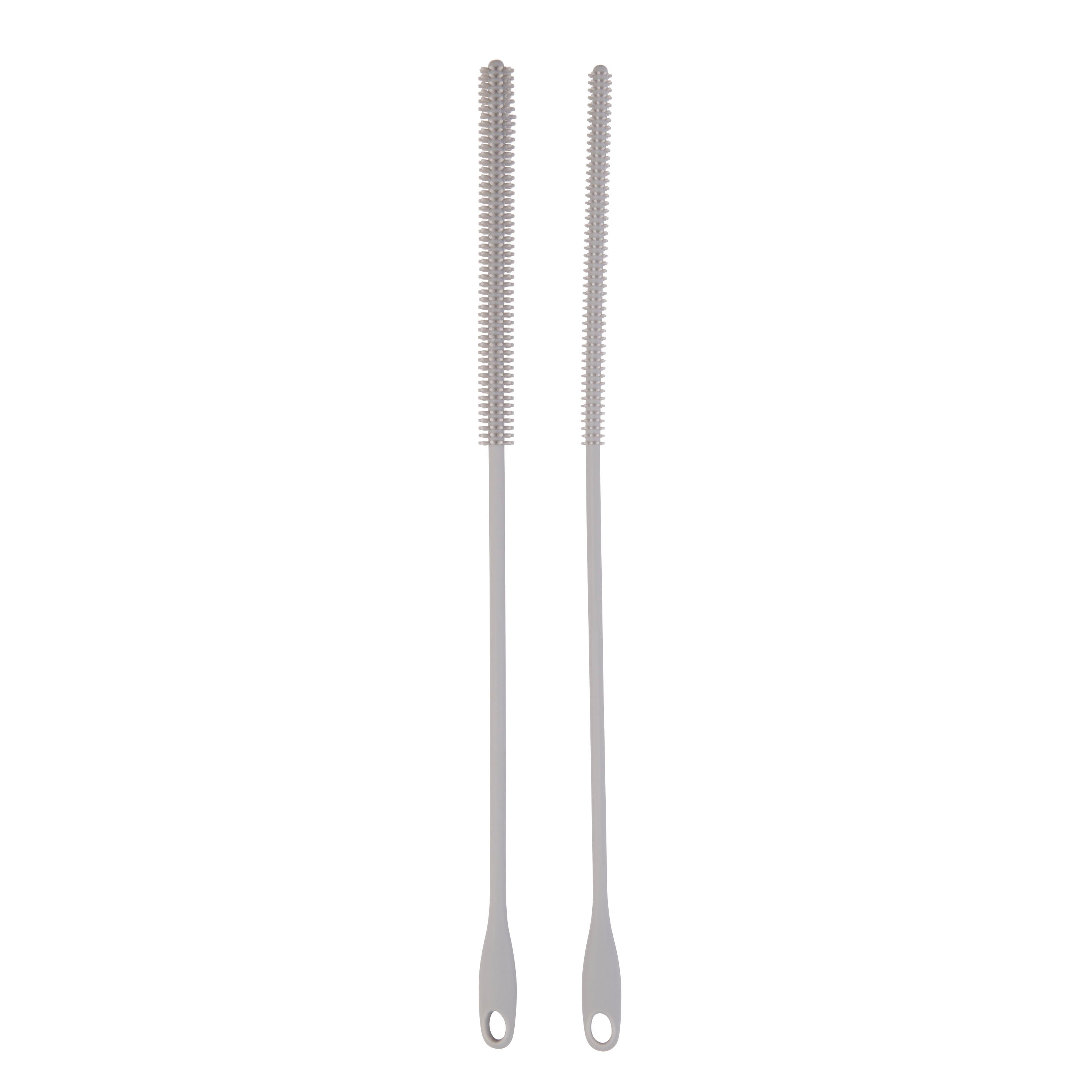 Appetito Silicone Straw Cleaning Brush Set – 2 Piece, Light Grey