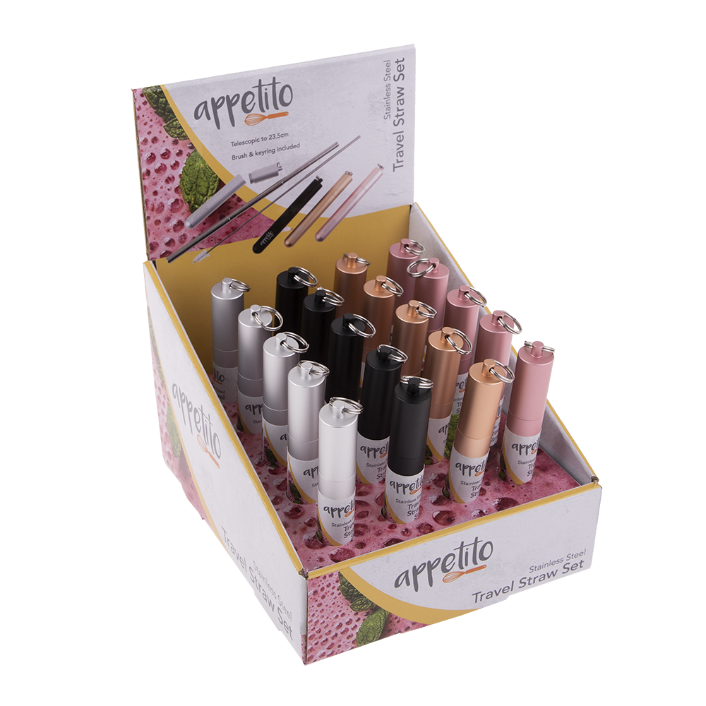 Appetito Stainless Steel Travel Straw Set