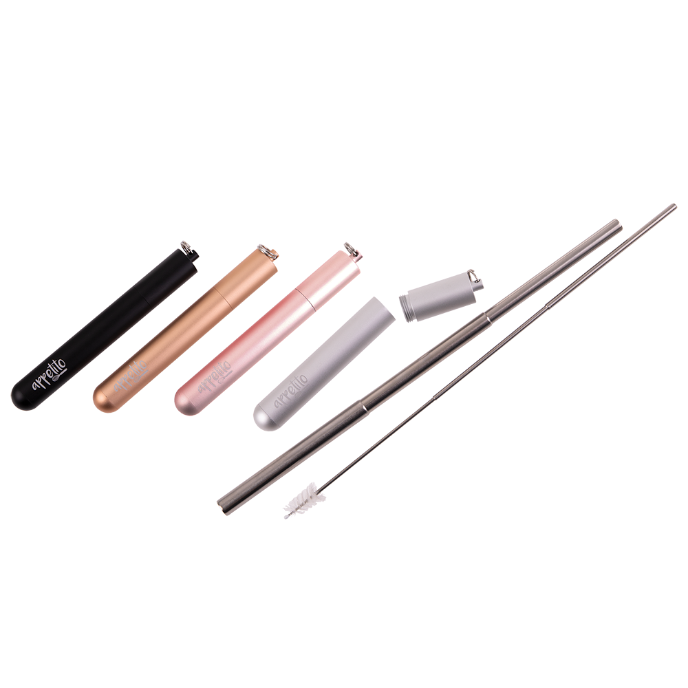 Appetito Stainless Steel Travel Straw Set