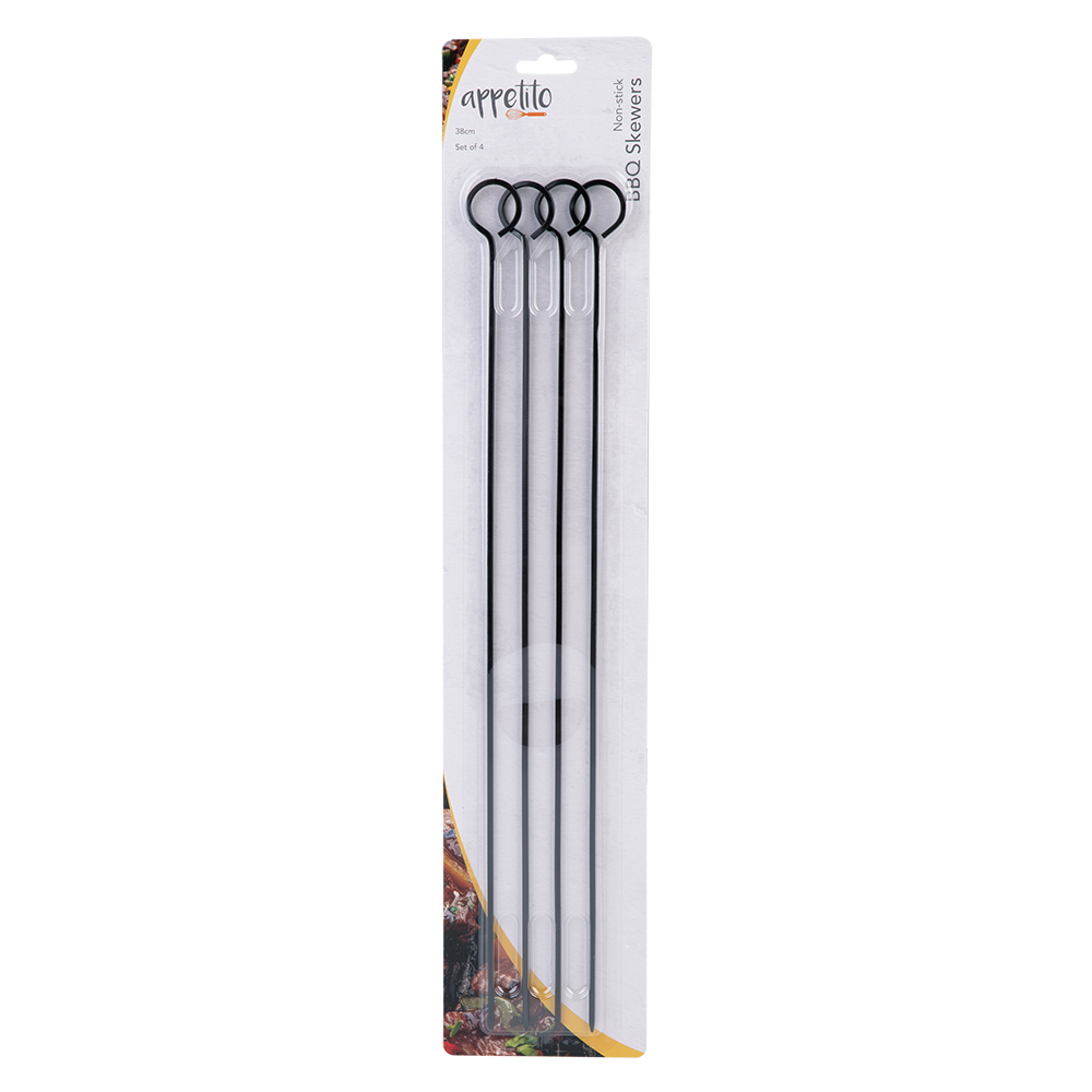 Appetito Non-Stick BBQ Skewers 38cm Set 4