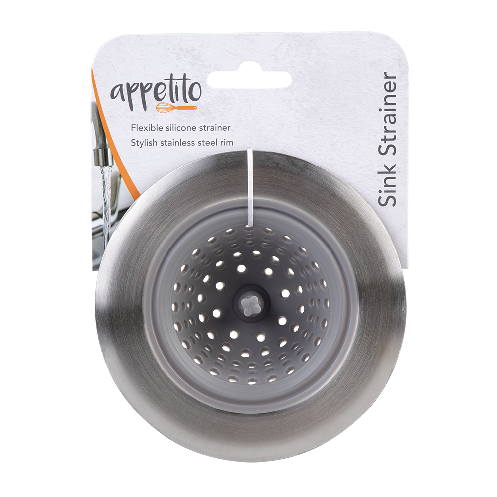 Appetito Stainless Steel & Silicone Sink Strainer - Grey