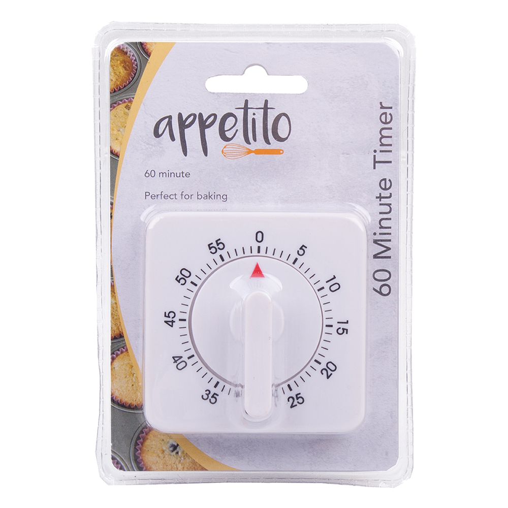 Appetito 60 Minute Timer Square - White