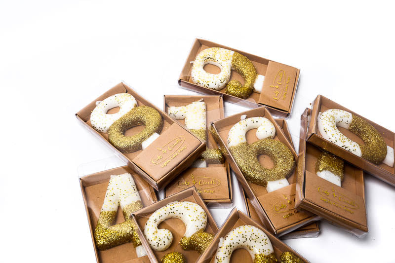 Cake & Candle Glitter Dipped Candle Number 7 Gold 8cm
