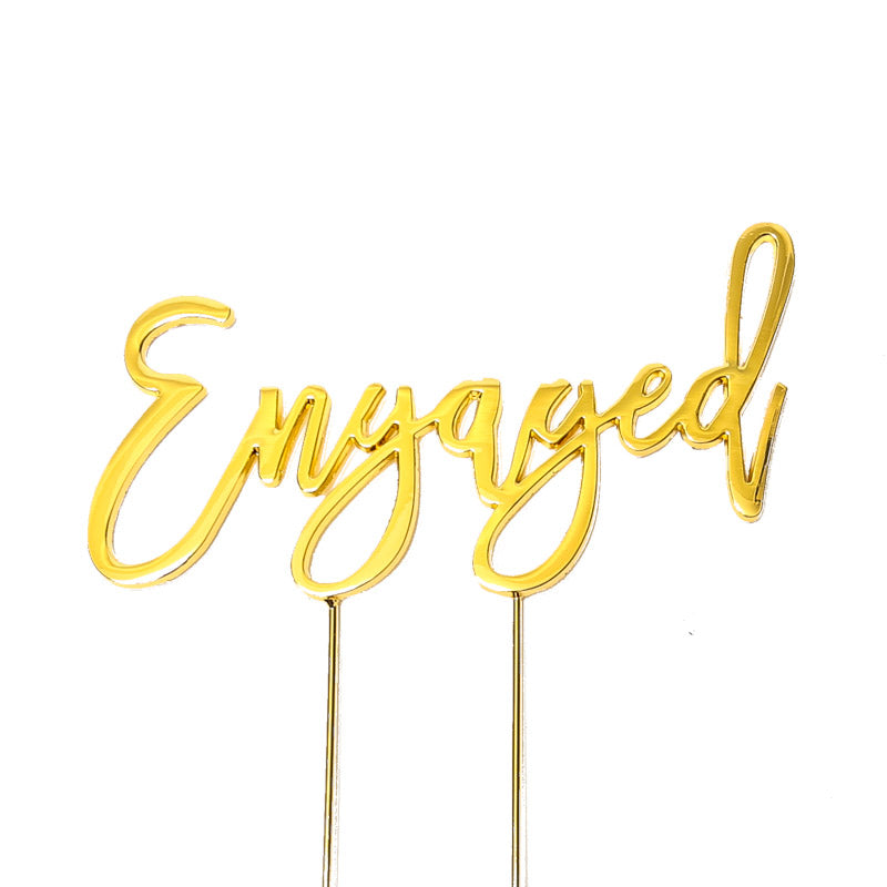 Cake & Candle Plated Cake Topper Engaged Gold