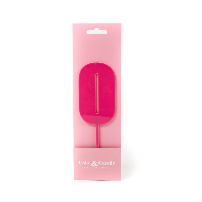 Cake & Candle Mega Number 0 Cake Topper Pink