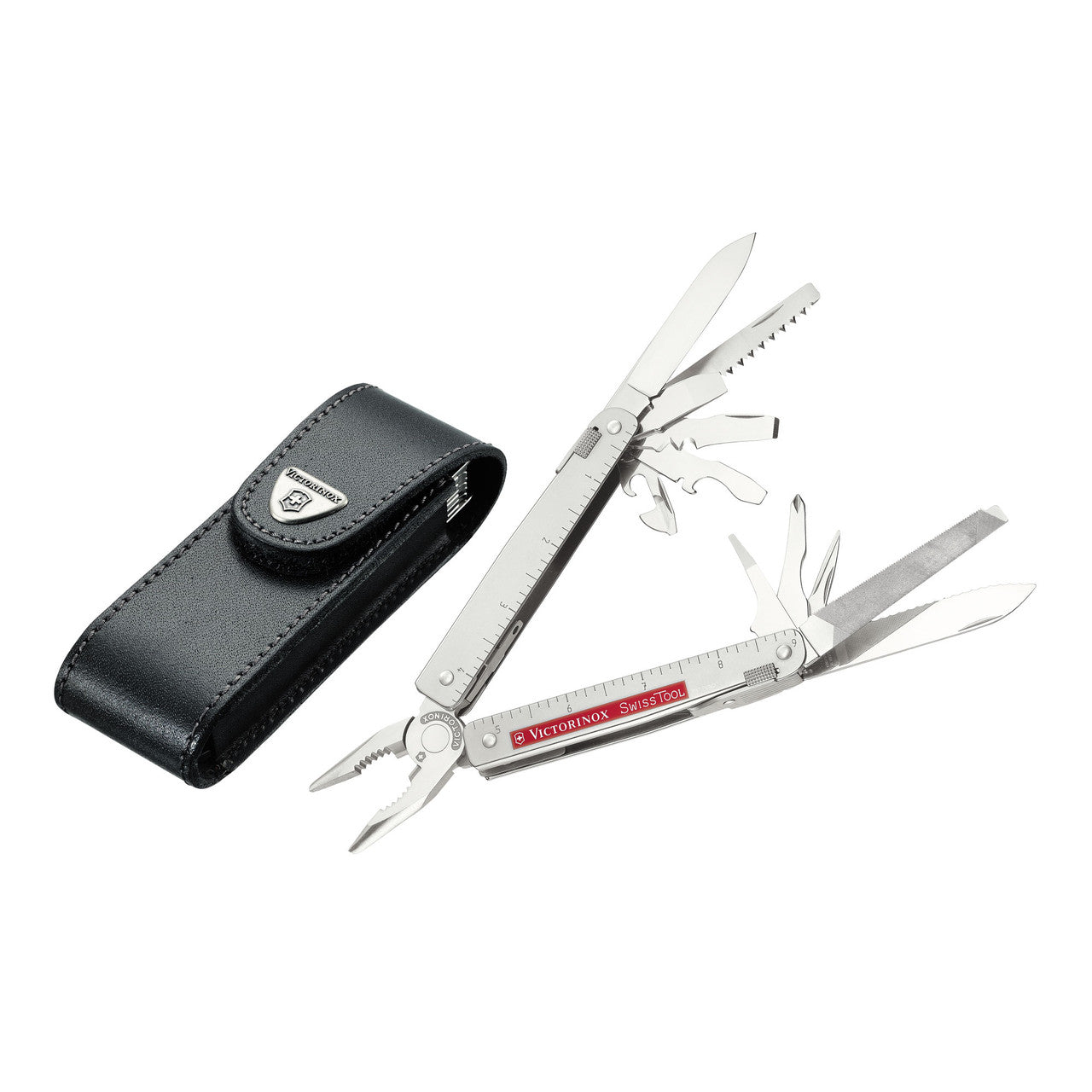 Victorinox SwissTool with leather pouch - Silver