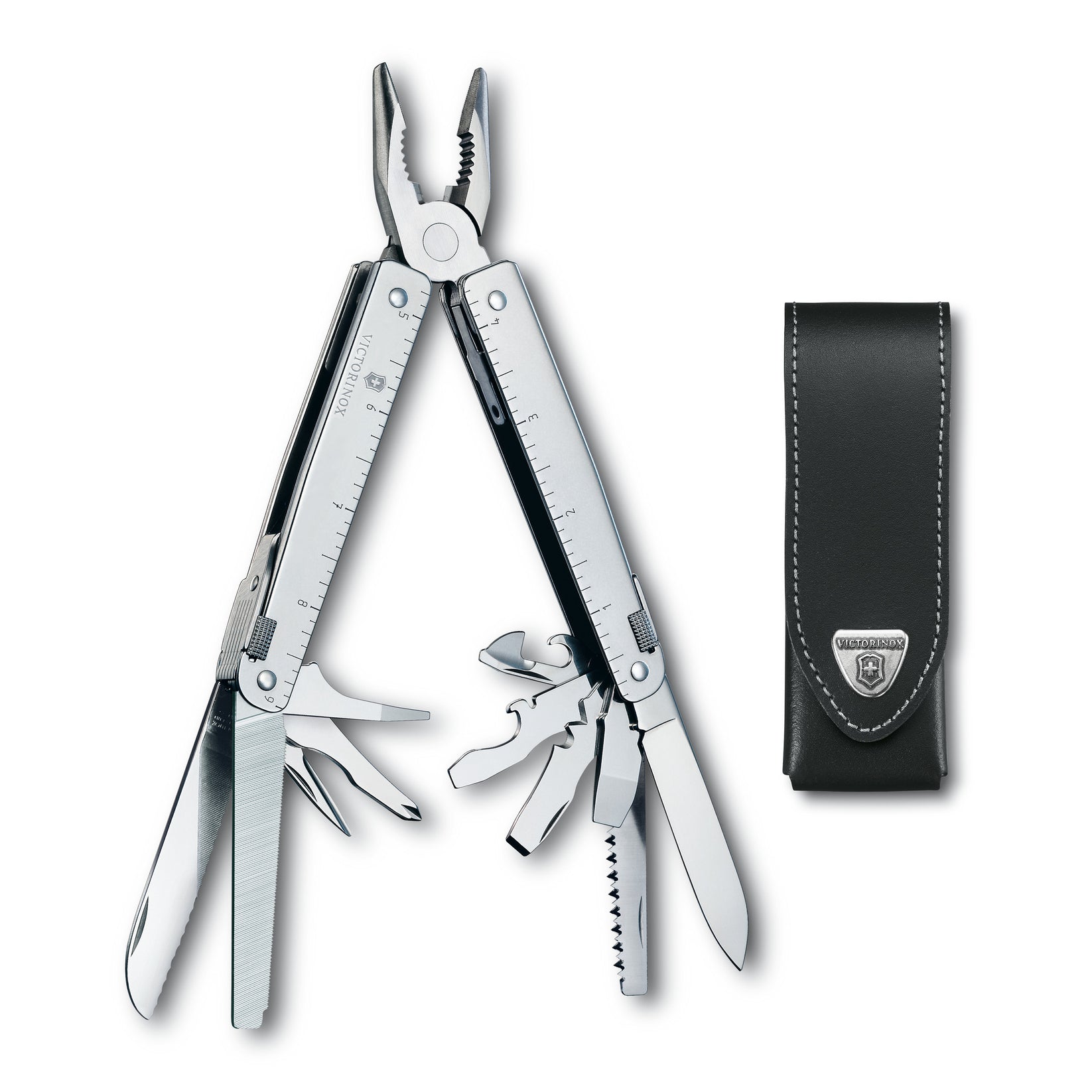 Victorinox SwissTool with leather pouch - Silver