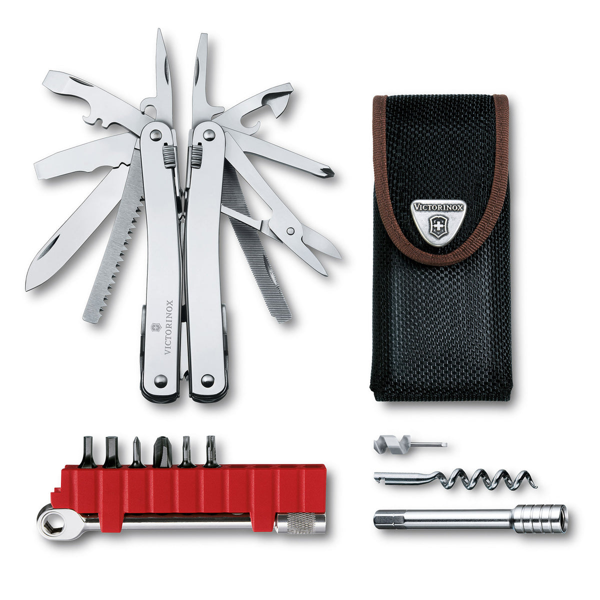Victorinox Swiss Tool Spirit X Plus with Ratchet and Nylon Pouch (Silver)