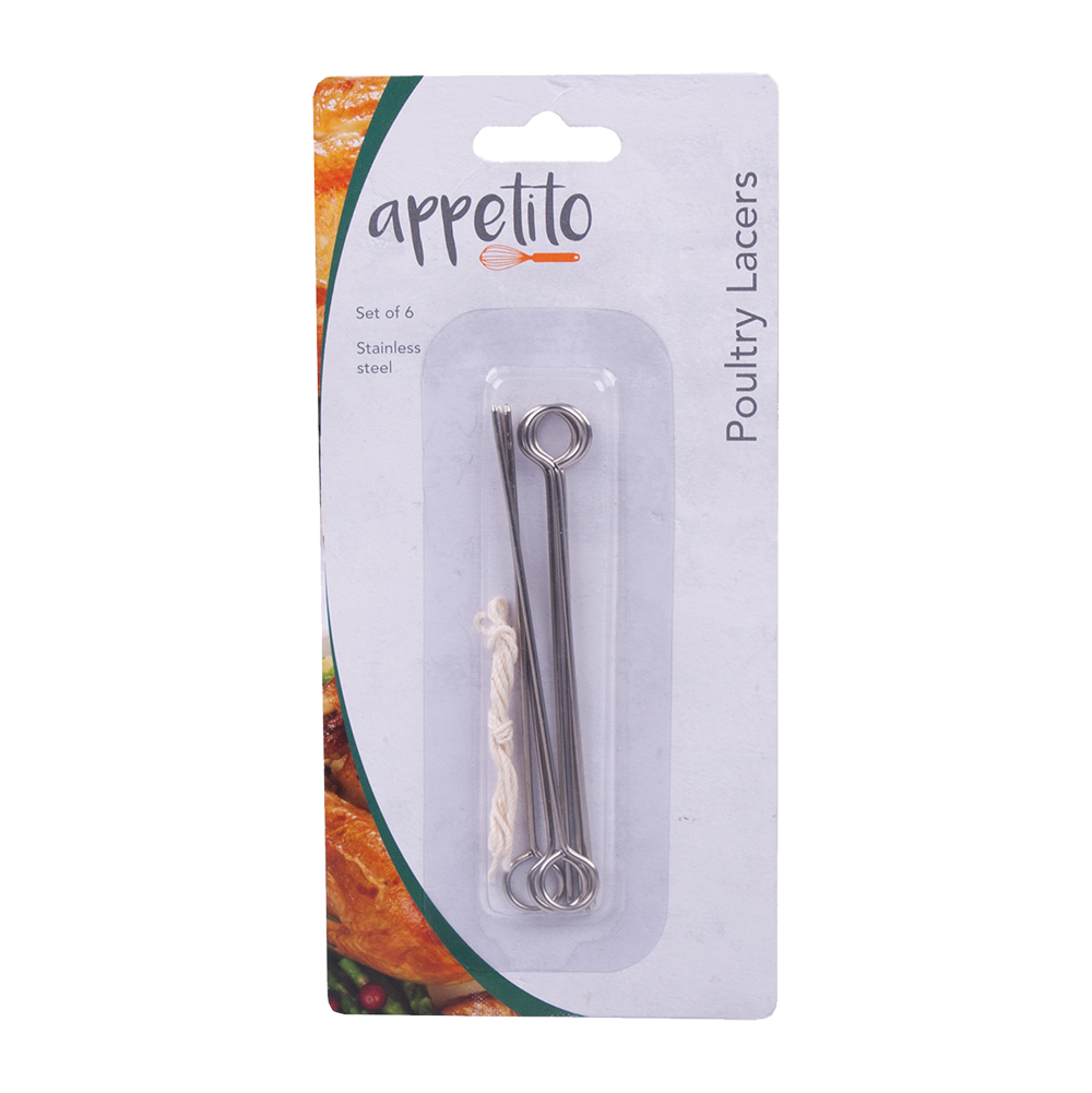 Appetito Stainless Steel Poultry Lacers Set 6