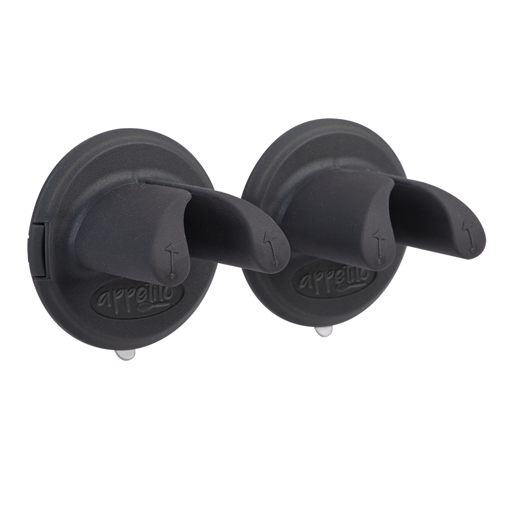 Appetito Suction Towel Holders Set 2 - Charcoal