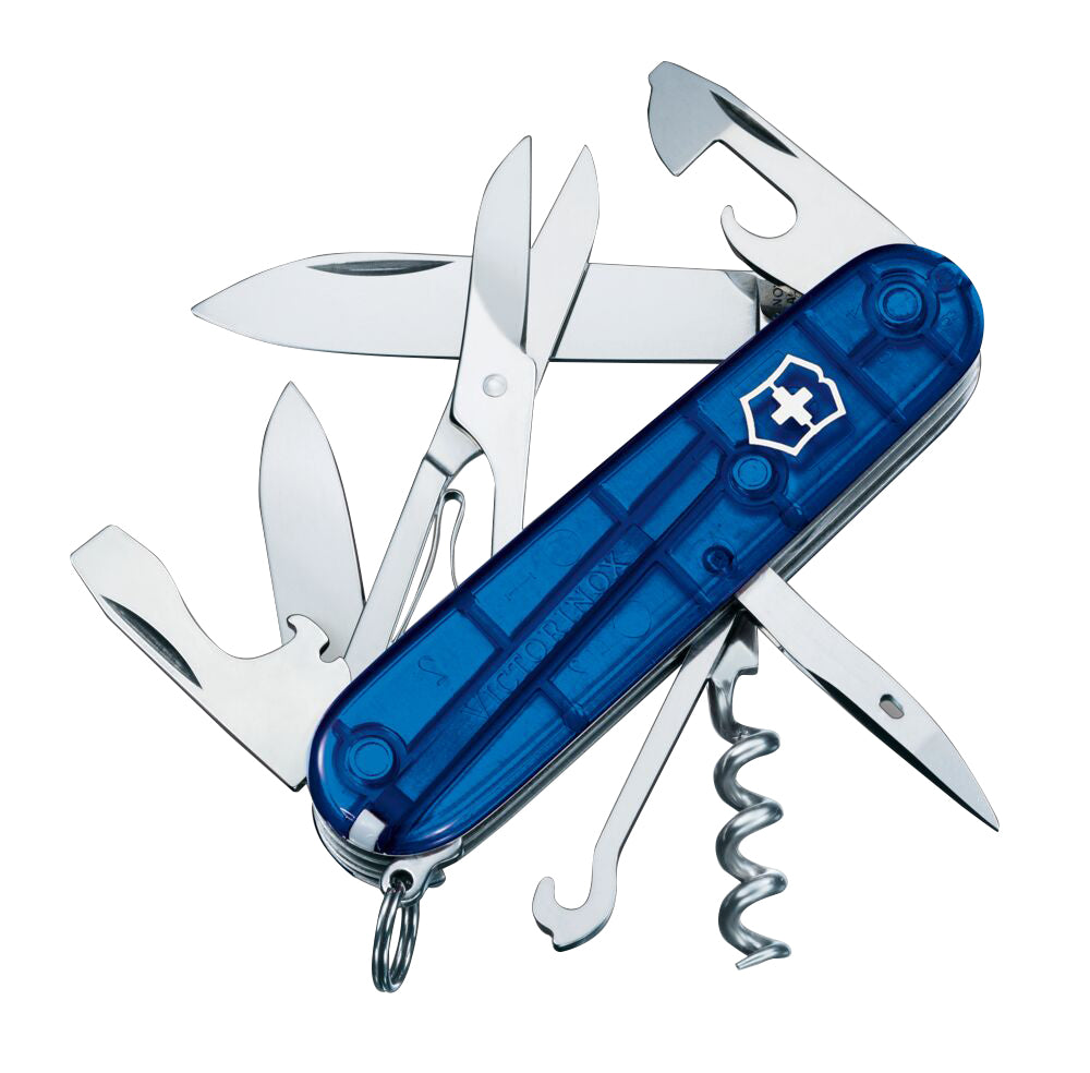 Victorinox Climber Swiss Army Knife (Translucent Blue) Retail Pack