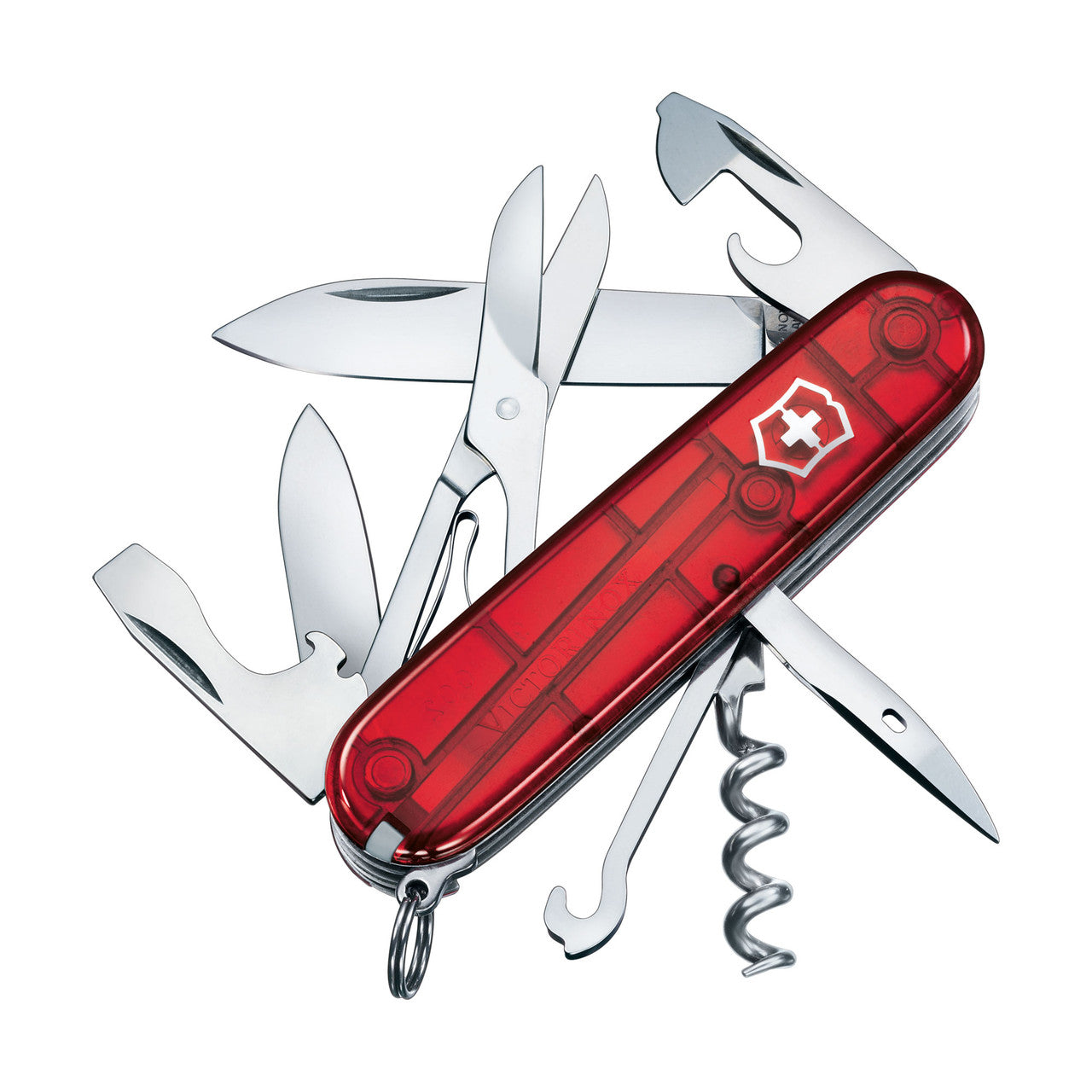 Victorinox Climber Swiss Army Knife - Translucent - Red