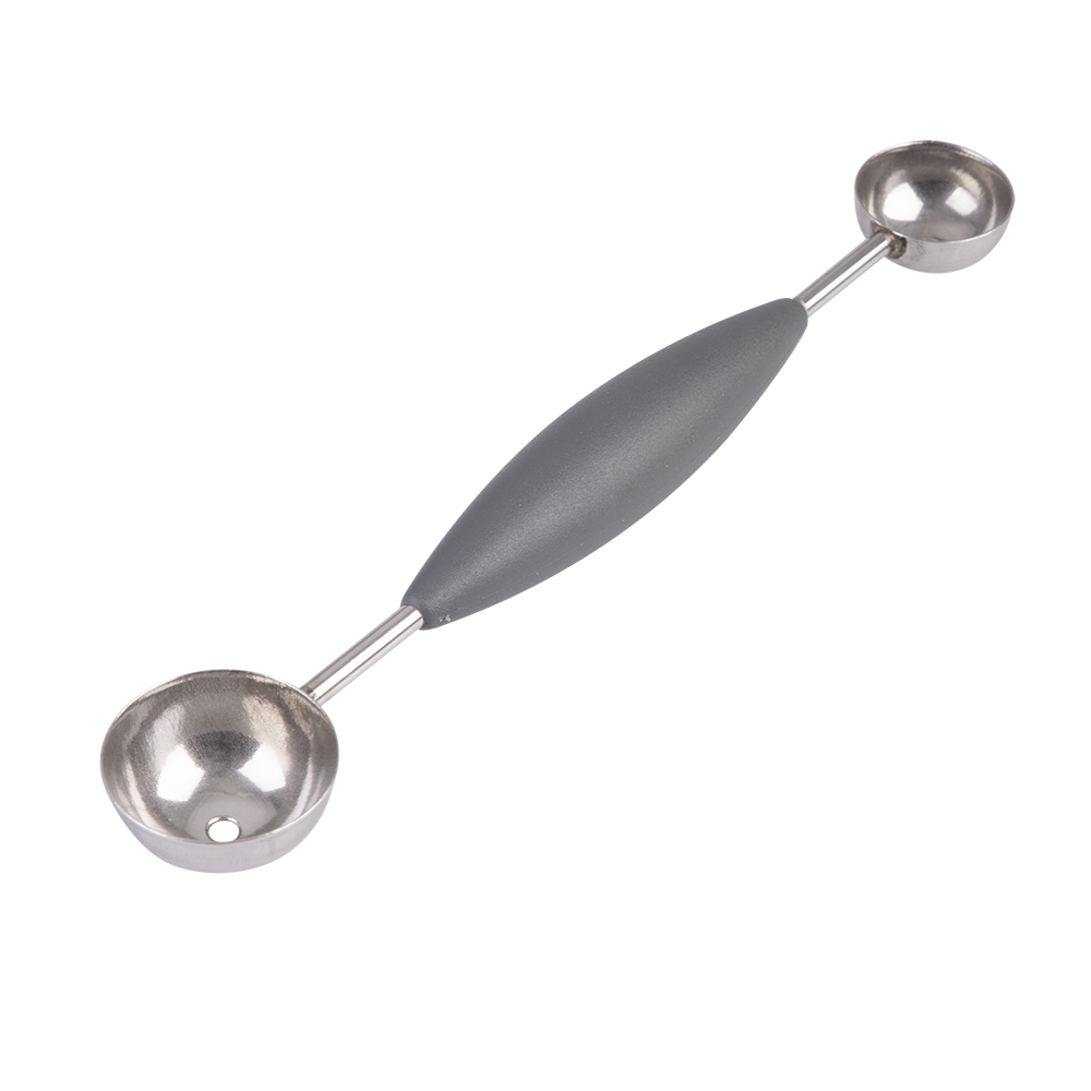 Appetito Stainless Steel Double Melon Baller with Soft Grip - Black