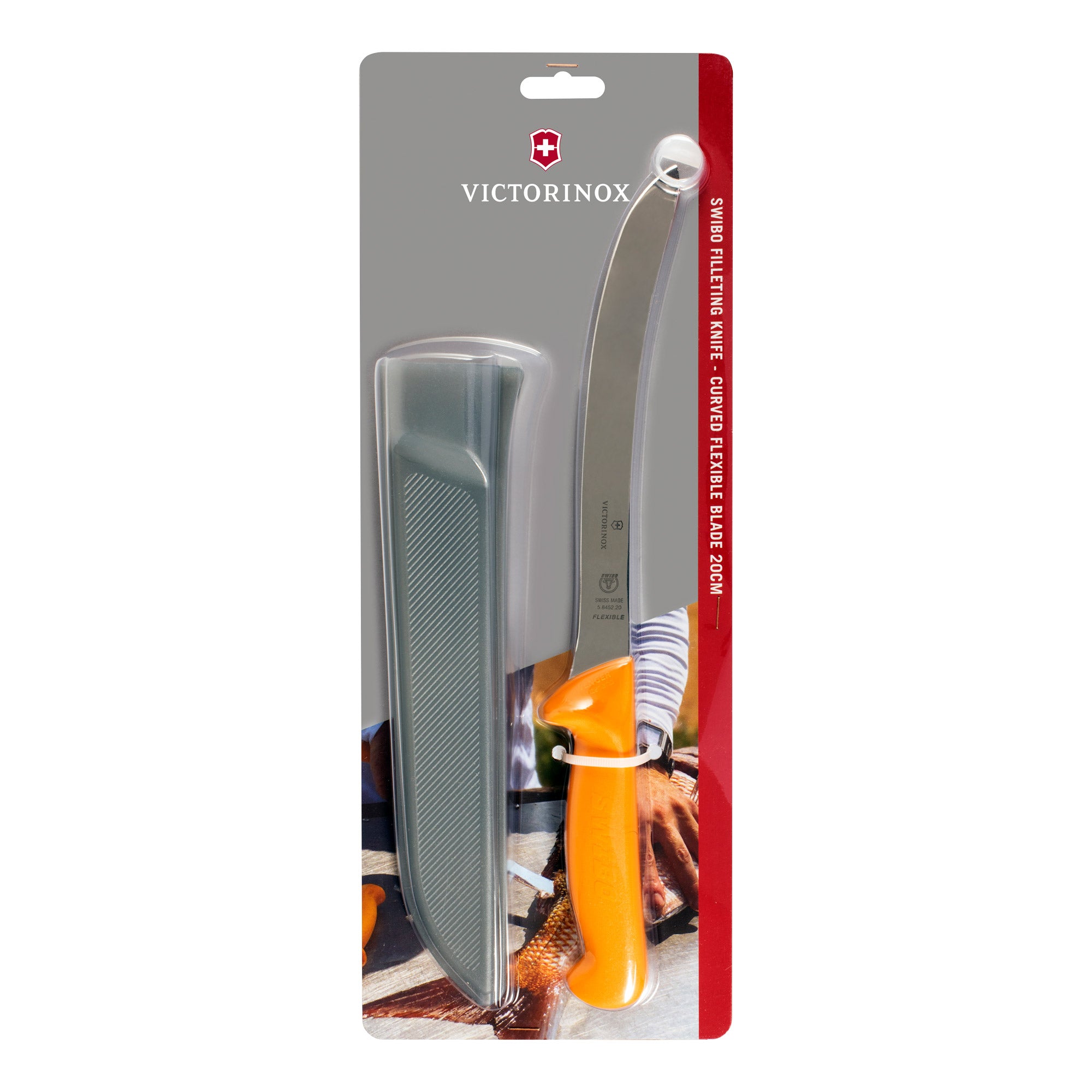 Victorinox Swibo Filleting Knife with Sheath, 20cm, Flexible Curved - Swibo