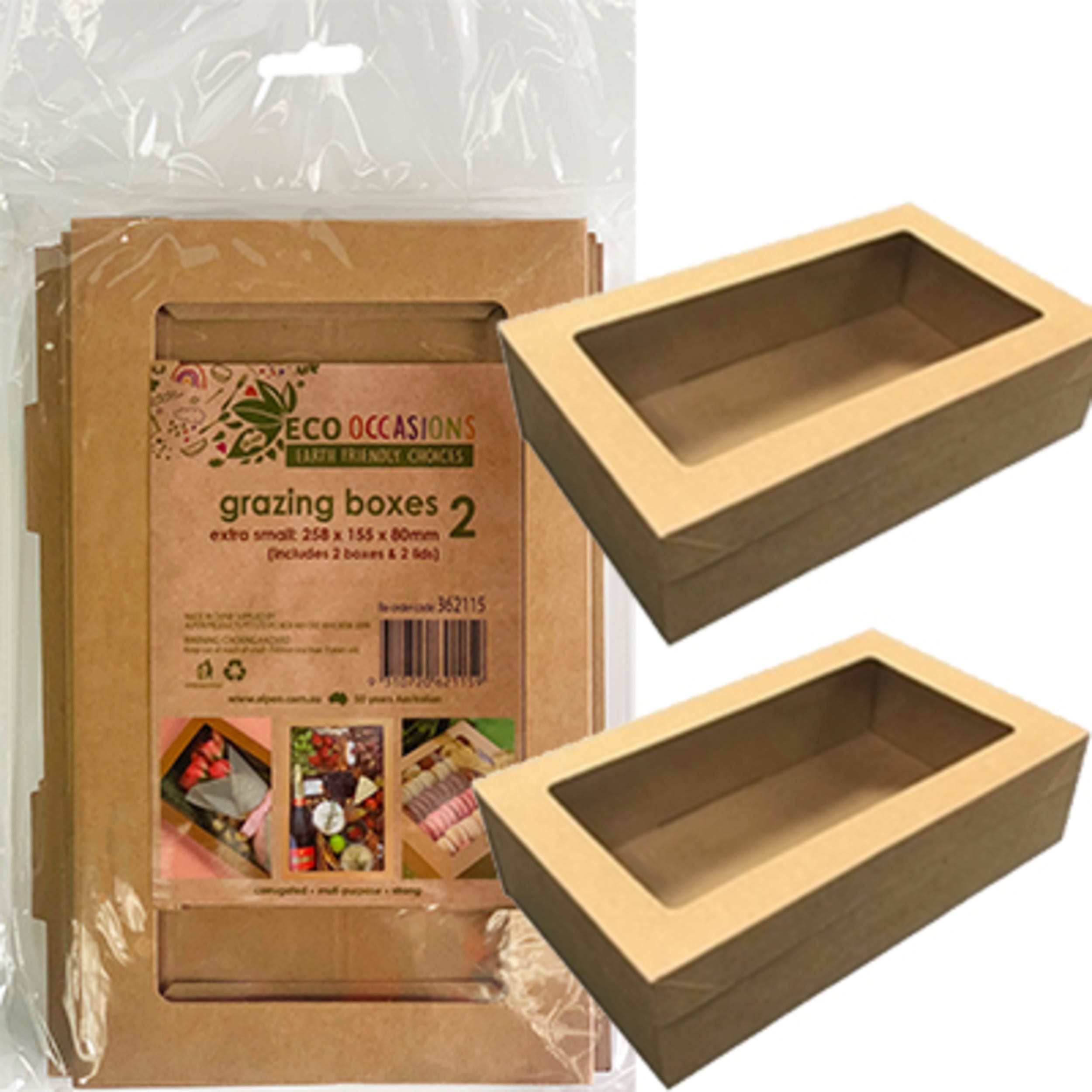 Eco Occasions Grazing Box Kraft Extra Small 258 x 155 x 80mm (2 Pack)