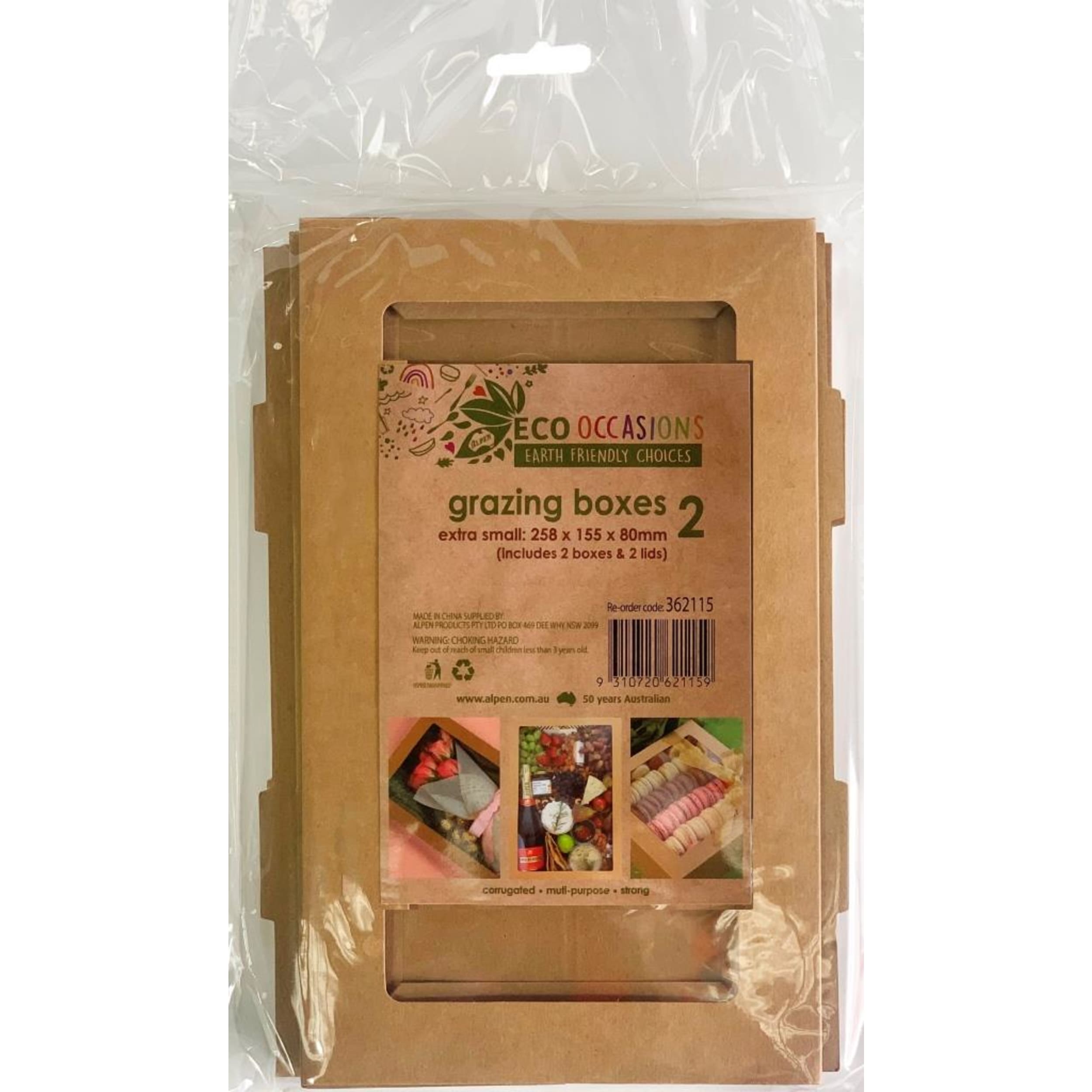 Eco Occasions Grazing Box Kraft Extra Small 258 x 155 x 80mm (2 Pack)