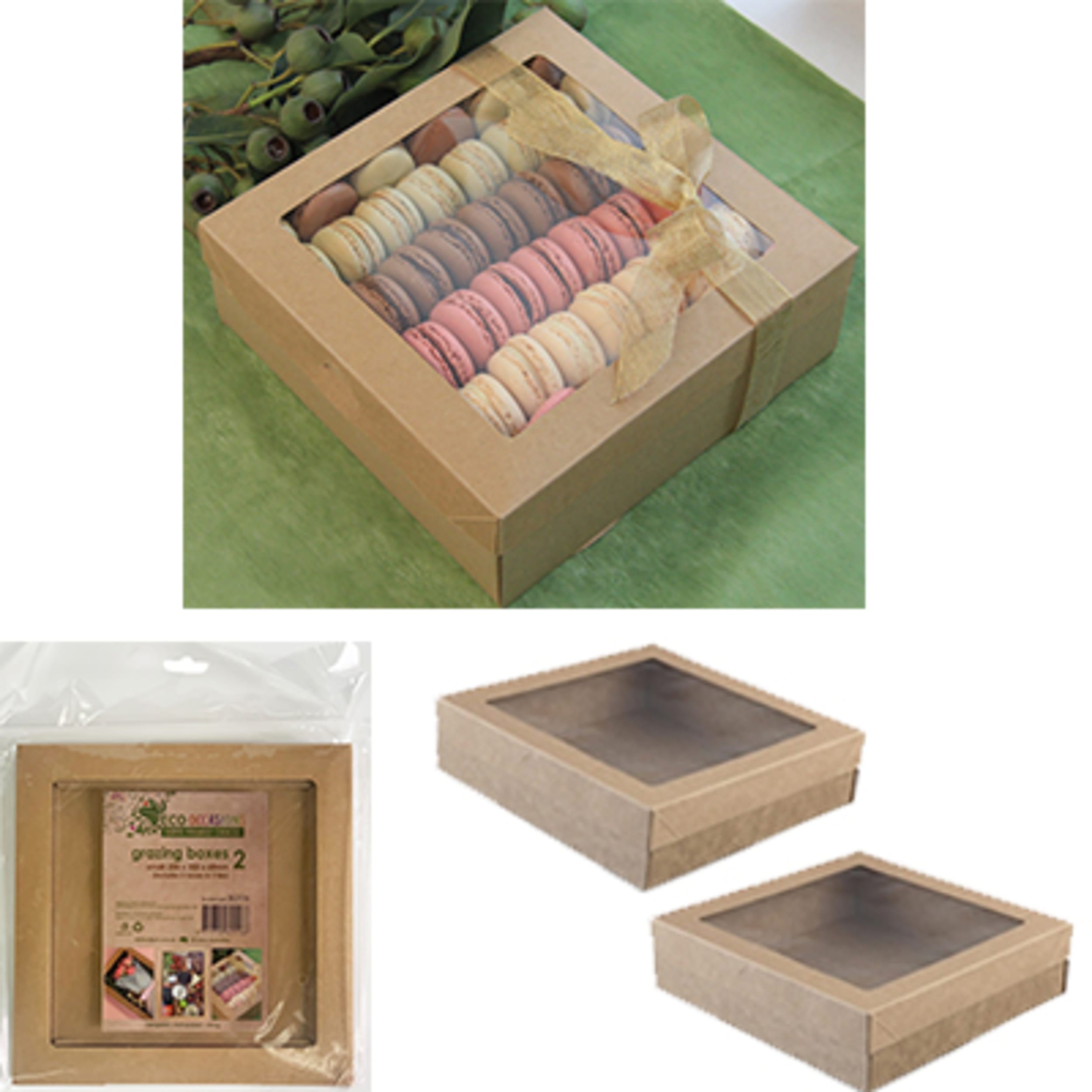 Eco Occasions Grazing Box Kraft Small 225 x 225 x 80mm (2 Pack)