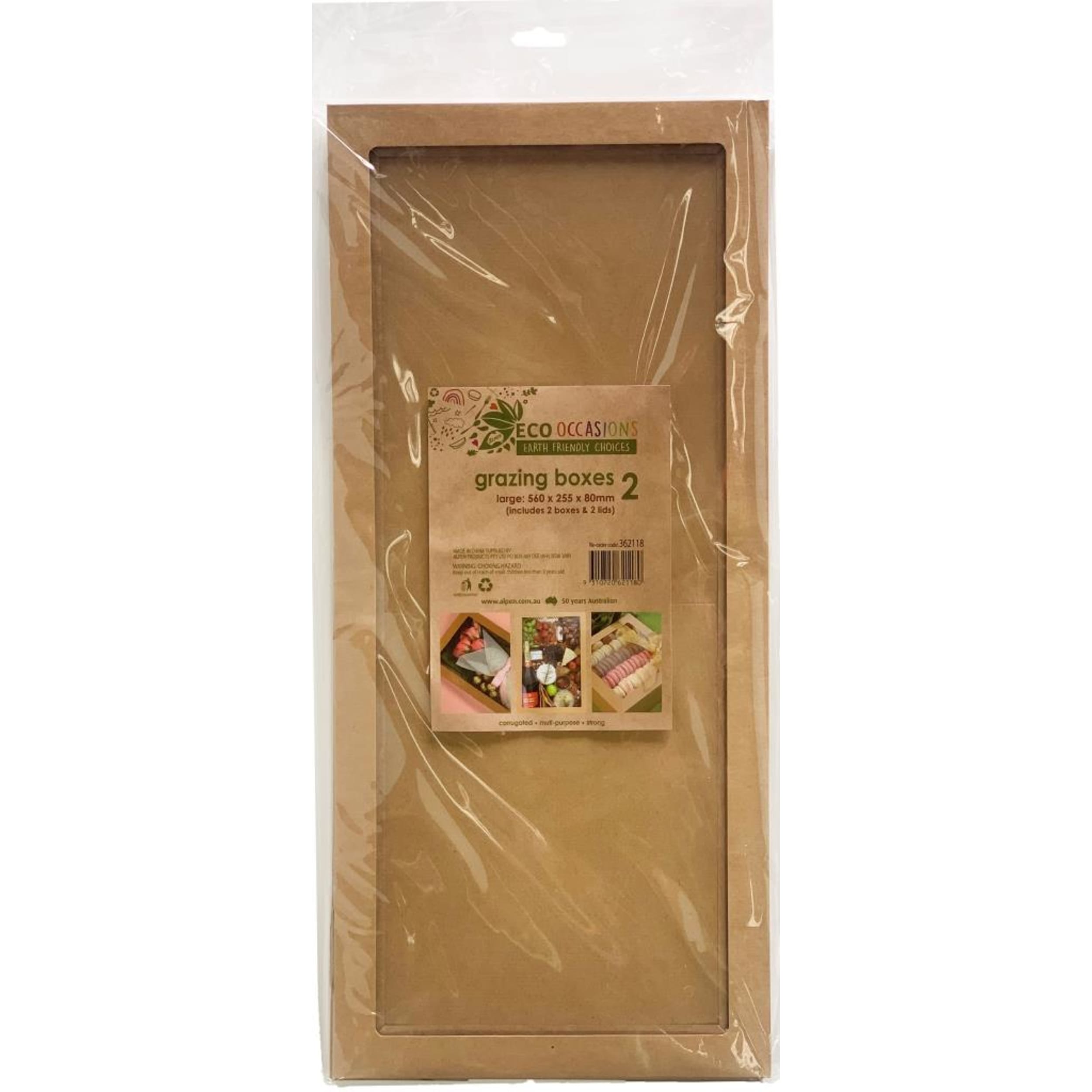 Eco Occasions Grazing Box Kraft Large 560 x 255 x 80mm (2 Pack)
