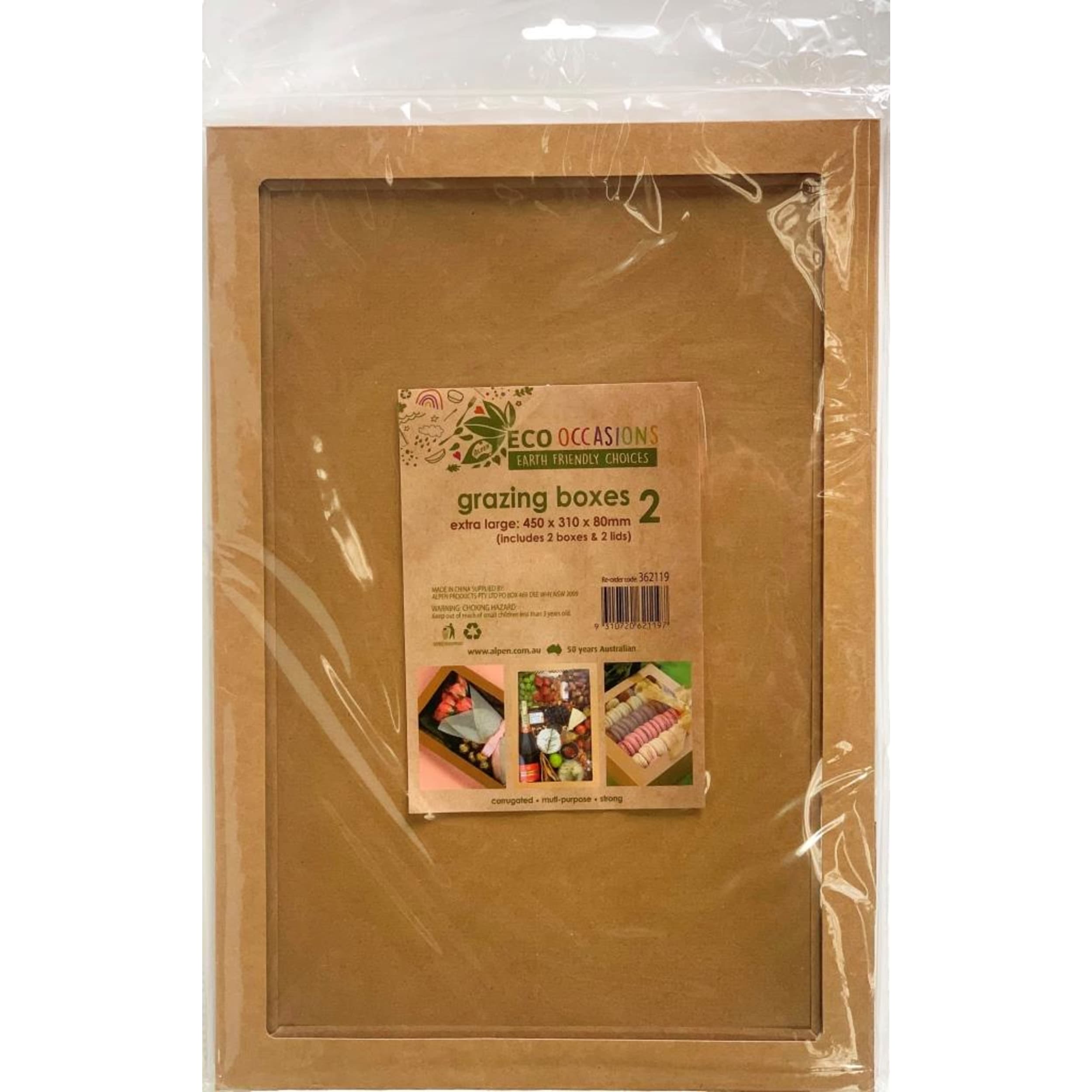 Eco Occasions Grazing Box Kraft Extra Large 450 x 310 x 80mm (2 Pack)
