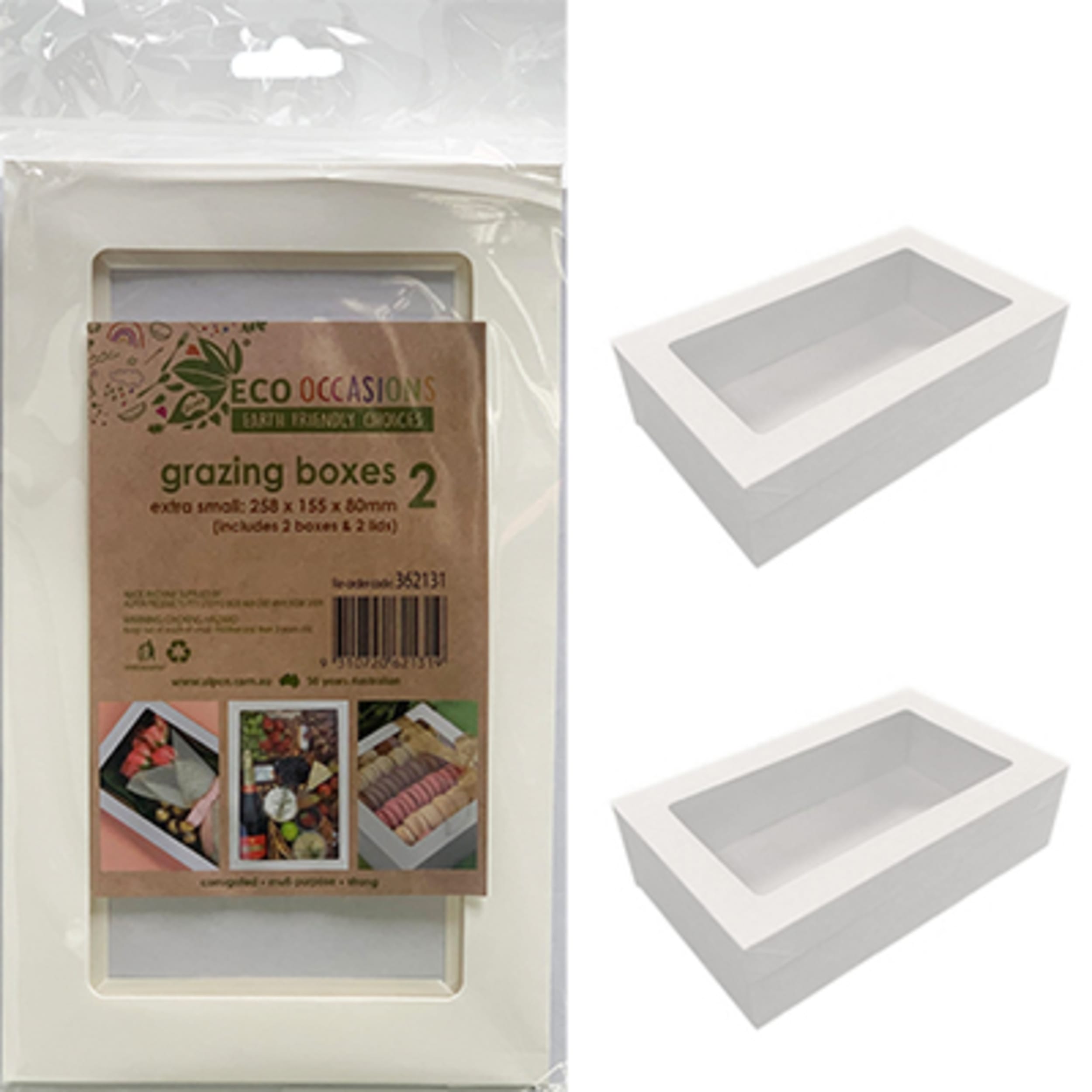 Eco Occasions Grazing Box White Extra Small 258 x 155 x 80mm (2 Pack)