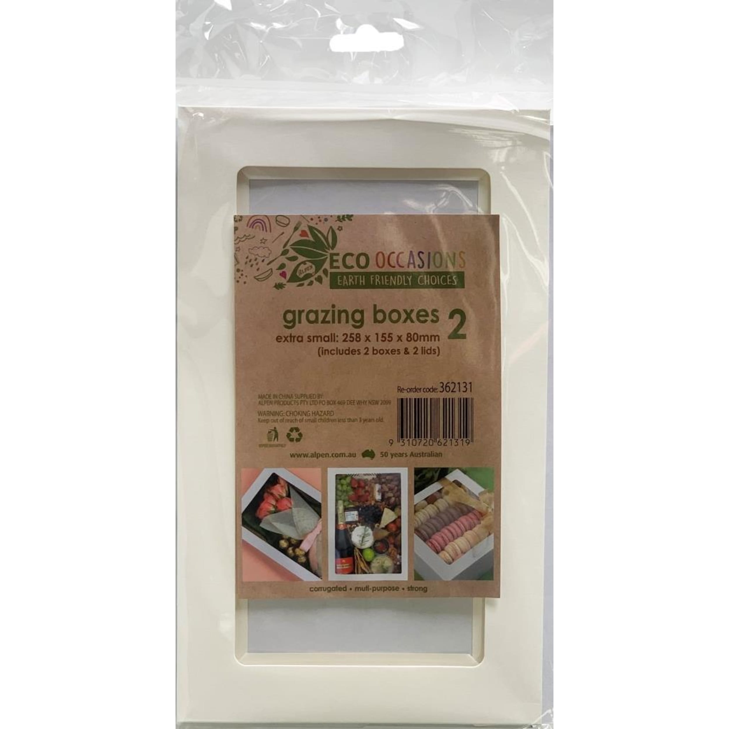 Eco Occasions Grazing Box White Extra Small 258 x 155 x 80mm (2 Pack)