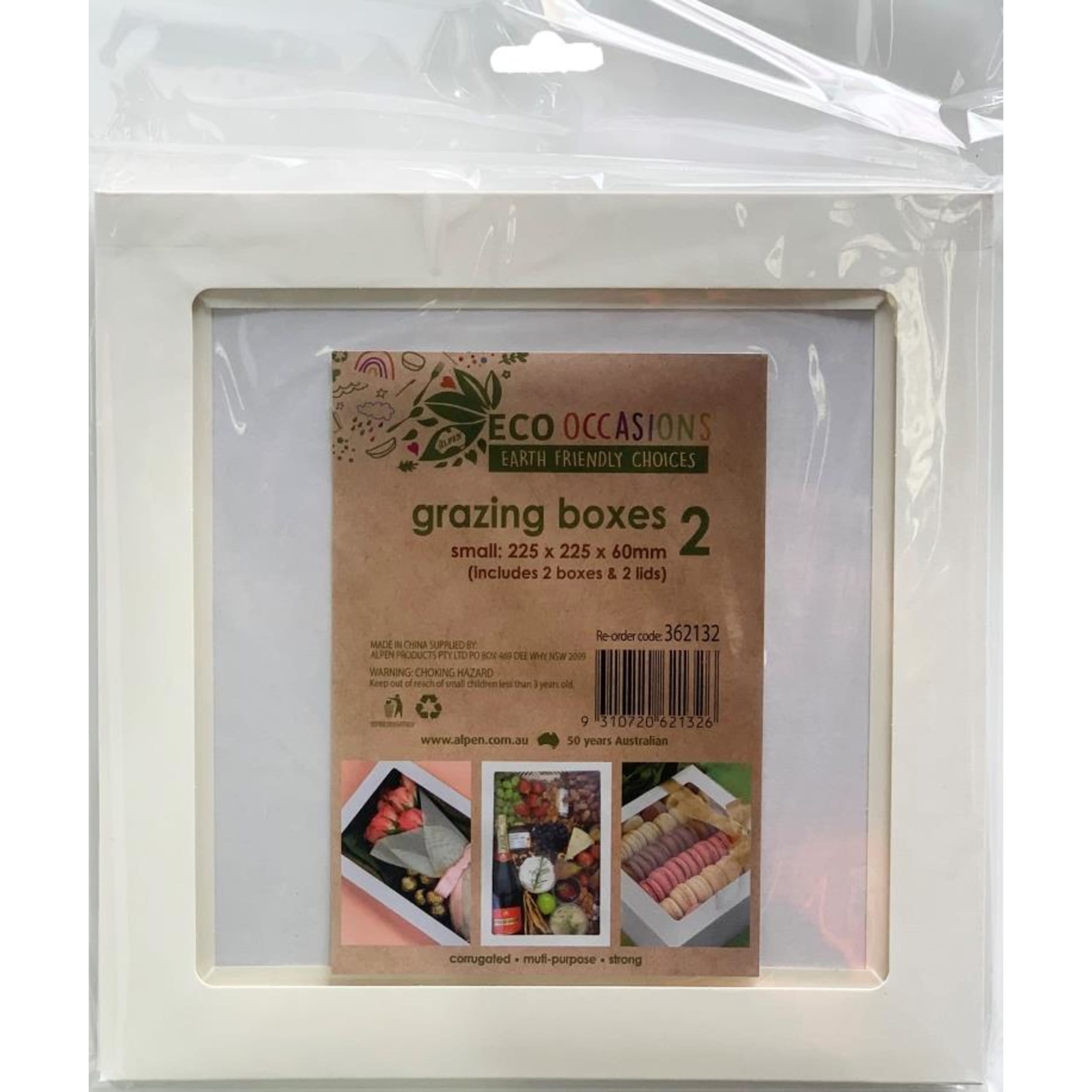 Eco Occasions Grazing Box White Small 225 x 225 x 80mm (2 Pack)
