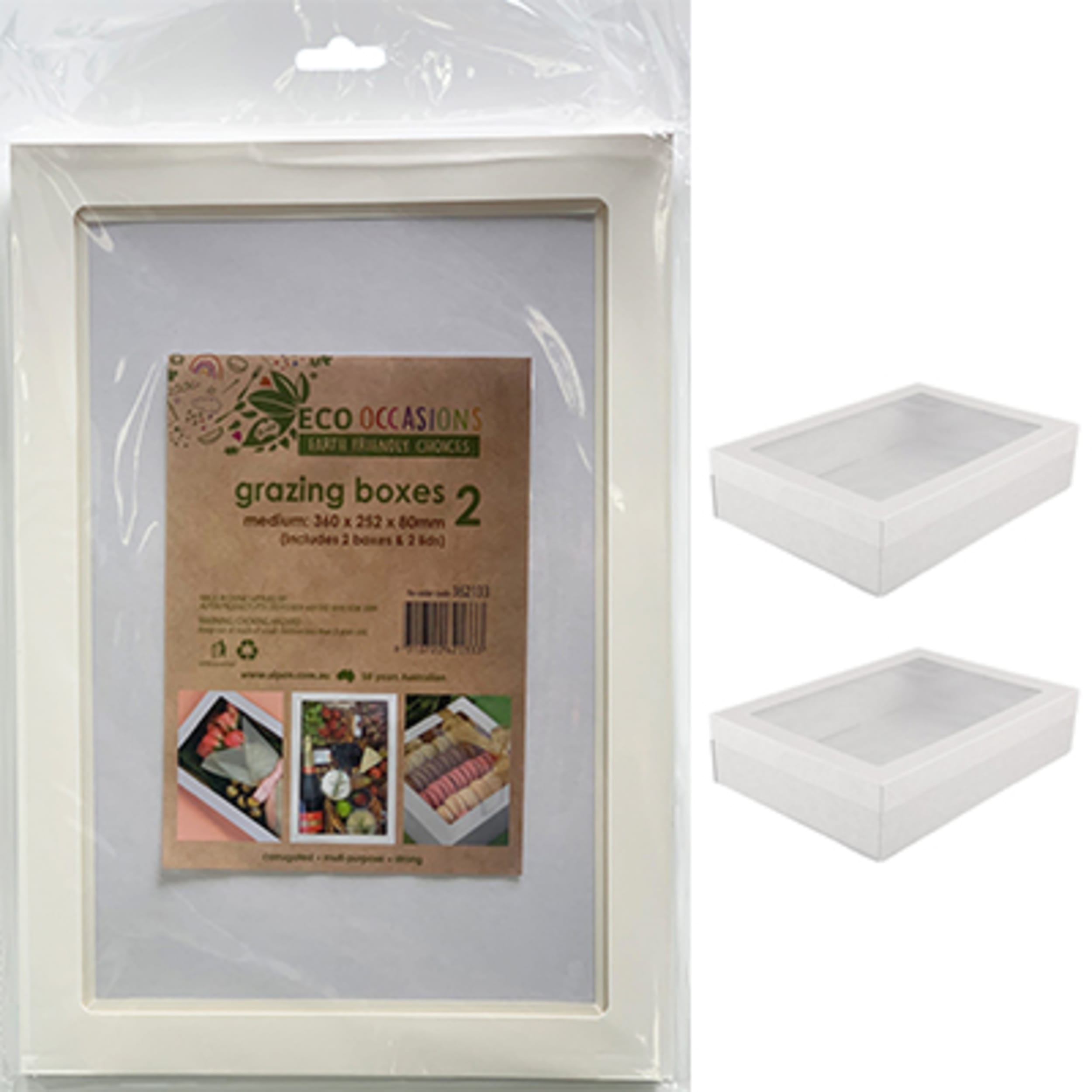 Eco Occasions Grazing Box White Medium 360 x 252 x 80mm (2 Pack)