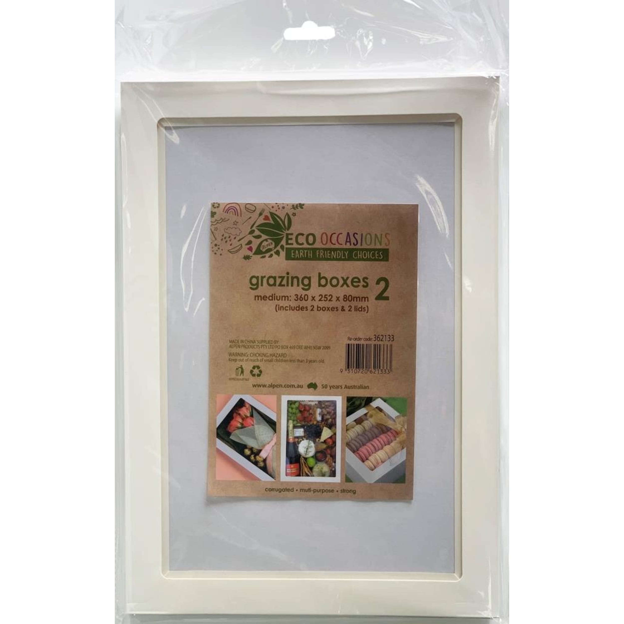 Eco Occasions Grazing Box White Medium 360 x 252 x 80mm (2 Pack)