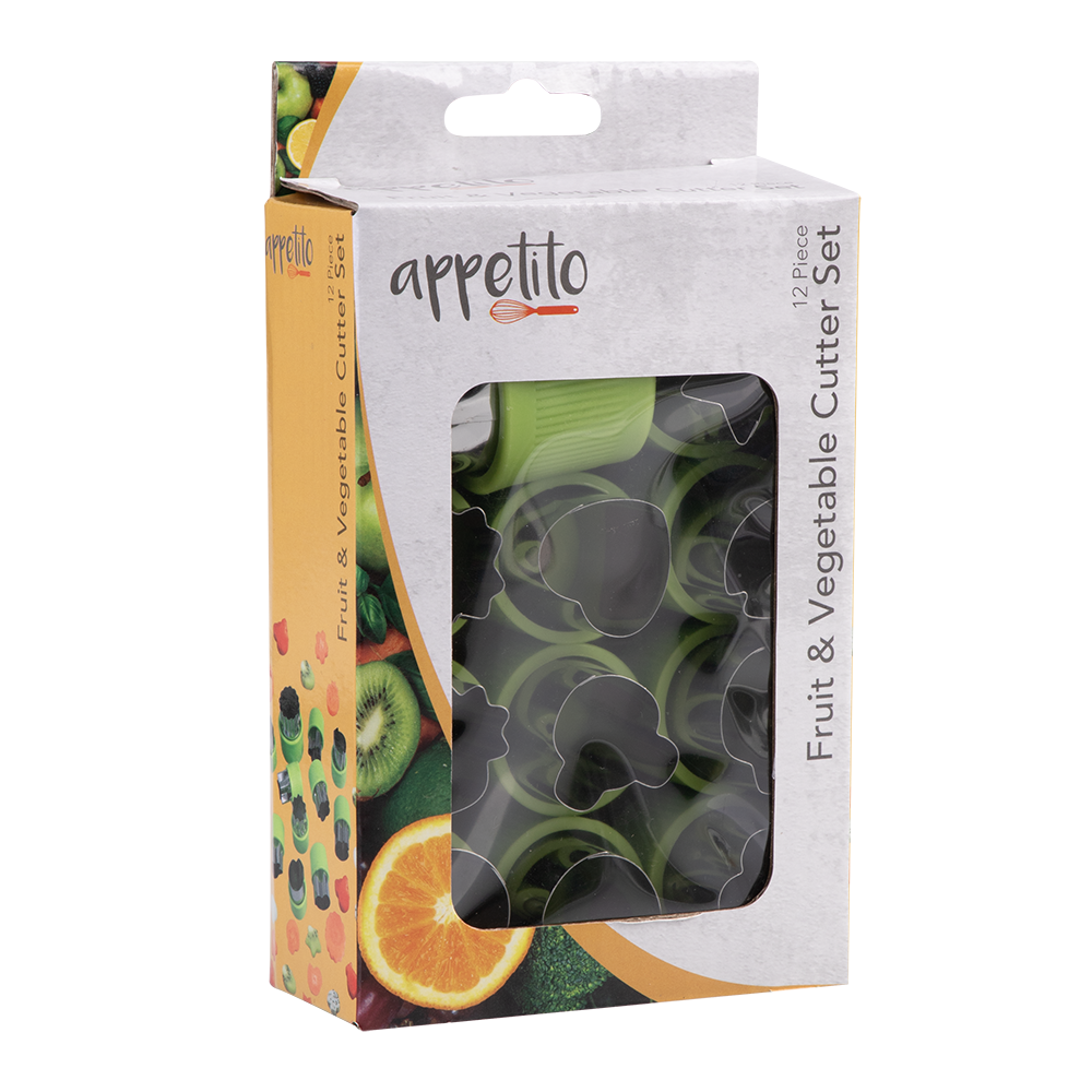 Appetito Fruit & Vegetable Cutters Set 12 Assorted Shapes