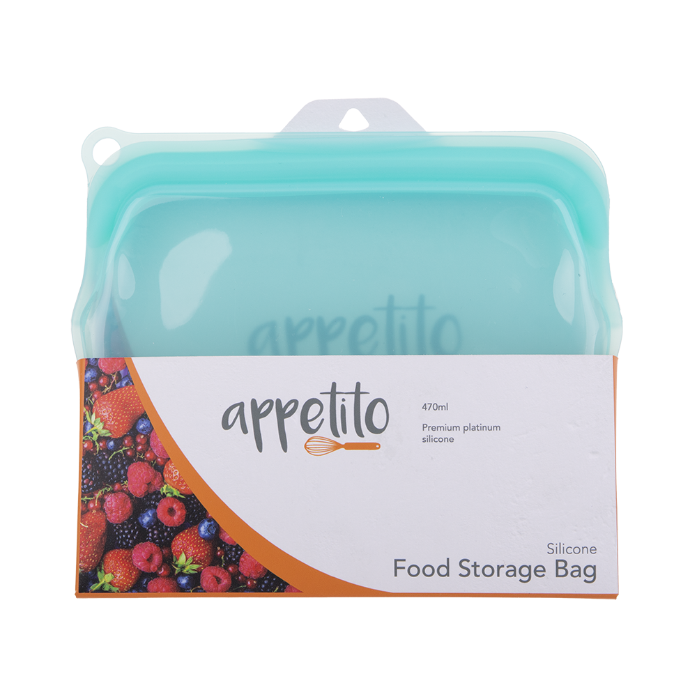 Appetito Silicone Medium 470ml Food Storage Bag - Aqua