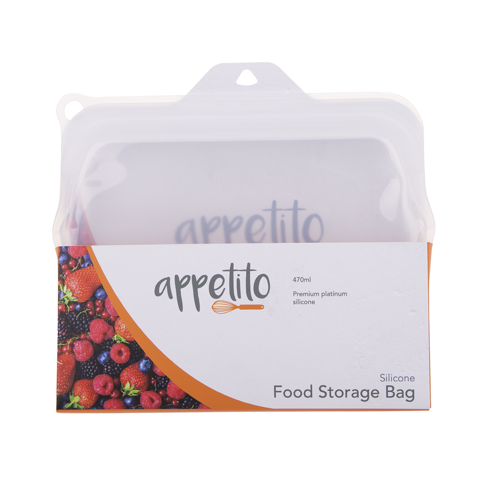 Appetito Silicone Medium 470ml Food Storage Bag - White