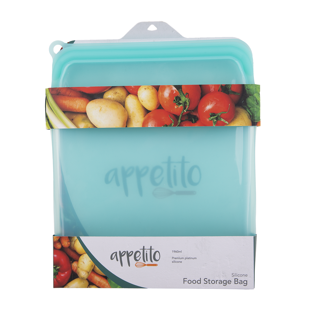 Appetito Silicone Extra Large 1960ml Food Storage Bag - Aqua