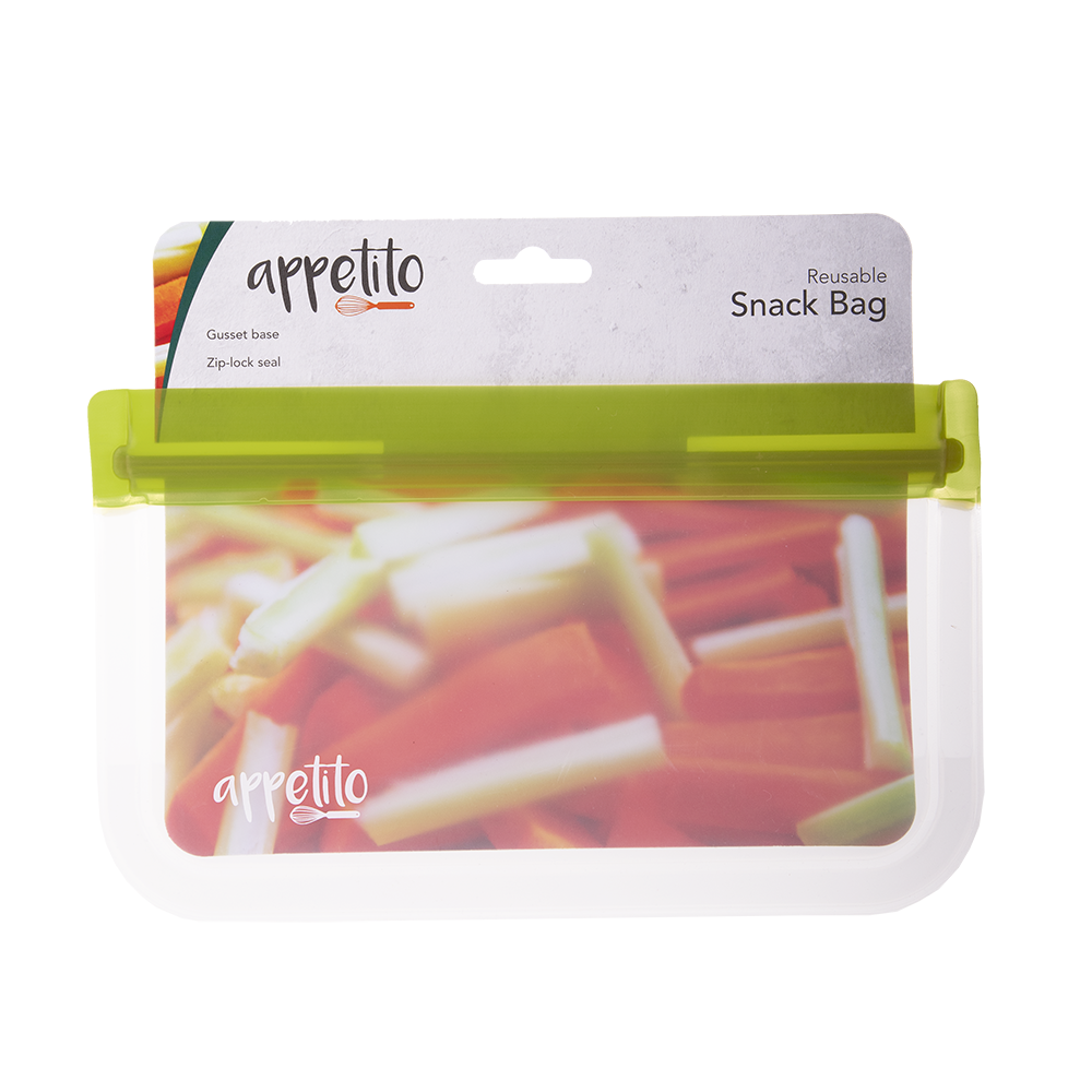 Appetito Reusable Snack Bag - 21.5 x 12.5cm - Green
