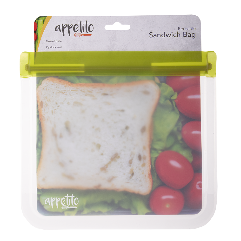 Appetito Reusable Sandwich Bag - 21.5 x 19.5cm - Green